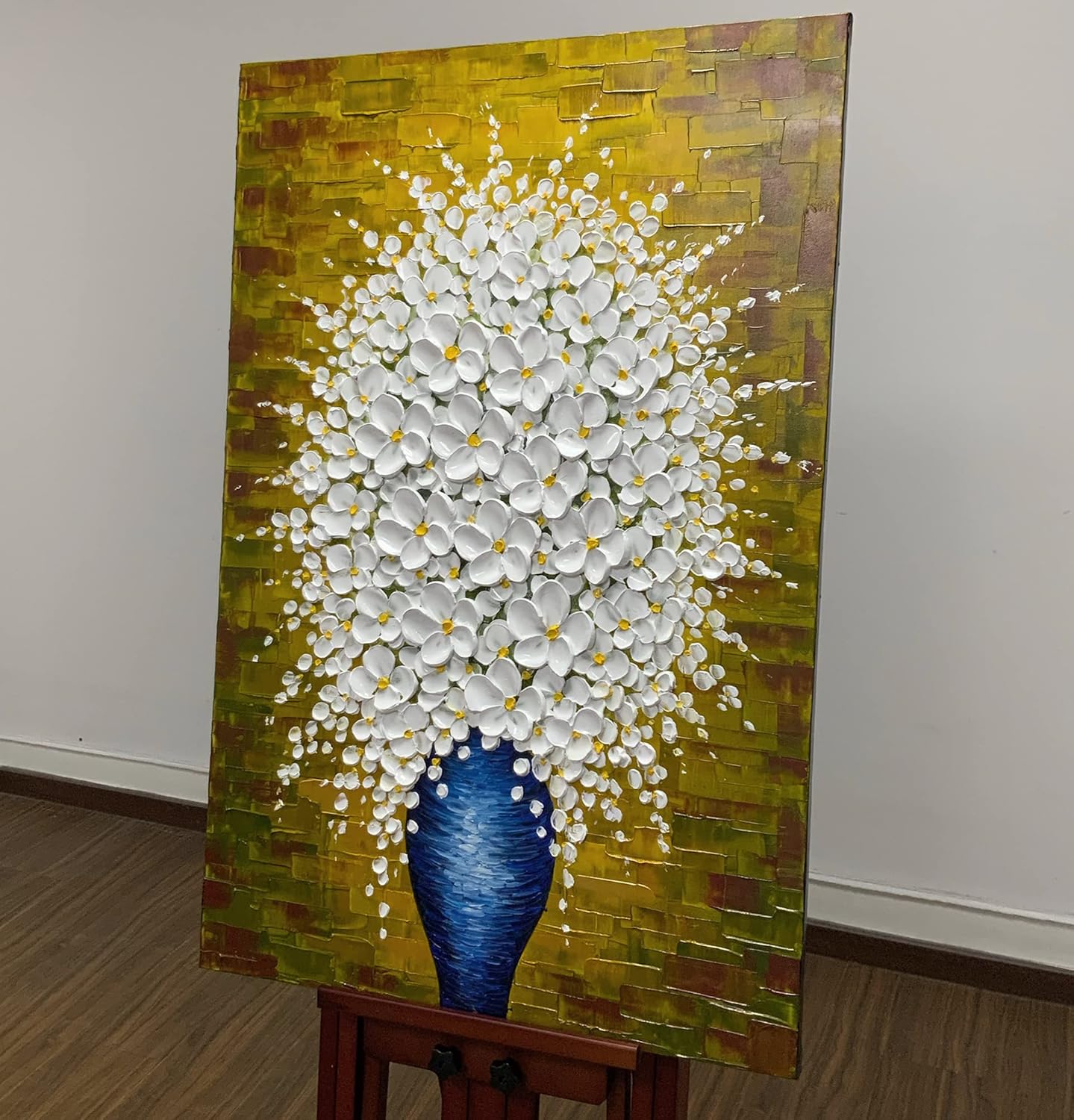 V-inspire Art,24x36 Inch Plump Floral Canvas Hand drawn Framed Blossom Tree Oil Painting on Canvas Gallery Wrapped Flower Paintings Living Room Traditional Ornament