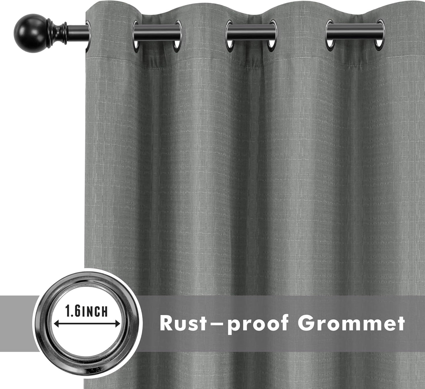 HolidayIdeas 4 Panels Linen Outdoor Curtains for Patio Waterproof Curtains 95 Inch Length-Indoor/Outdoor Curtains Weatherproof, Privacy for Pergola, Porch, Gazebo-110 Wide x 95" Long Light Grey