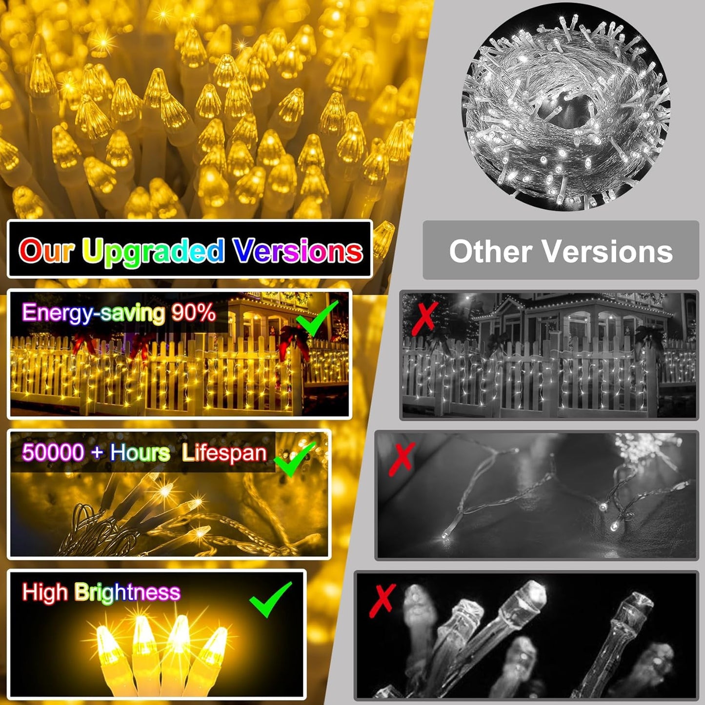 1620 LED Christma Lights with 360 Drops, 164ft Outdoor Hanging lights with 8 Modes & Timer Memory, Outsite Waterproof Curtain String Lights for Front House Fence Tree Holiday Decorations (Warm White)