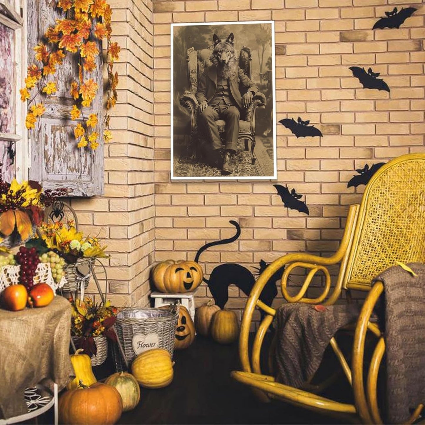 Werewolf Vintage Shoot Art Poster Print Canvas Wall Art Ideal for Dark Academia Gothic Occult Decor Living Room Bedroom Office Posters Decorations Creepy Picture 16X24inch Unframed