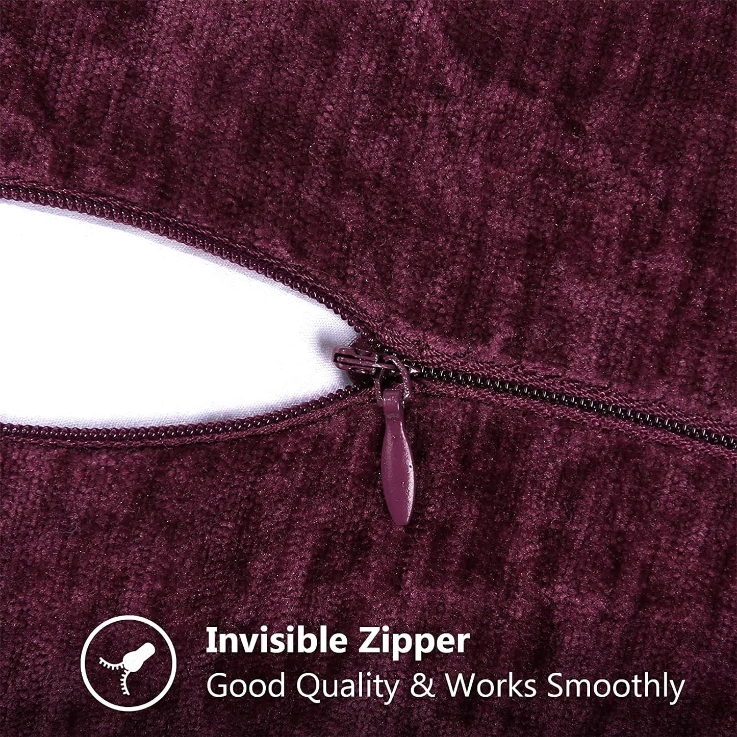 decorUhome Chenille Soft Throw Pillow Covers 16x16 Set of 2, Farmhouse Velvet Neutral Decorative Euro Pillow Covers with Stitched Edge for Couch Sofa Bed Home Decor, Rhododendron