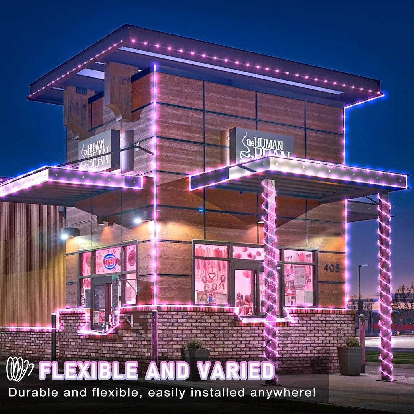 Rope Lights for Outside, 164FT 500 LED String Lights Outdoor Waterproof, 8 Modes Plug in Clear Tube Lights for Indoor Bedroom Garden Patio Tree Party Wedding Decorations, Pink