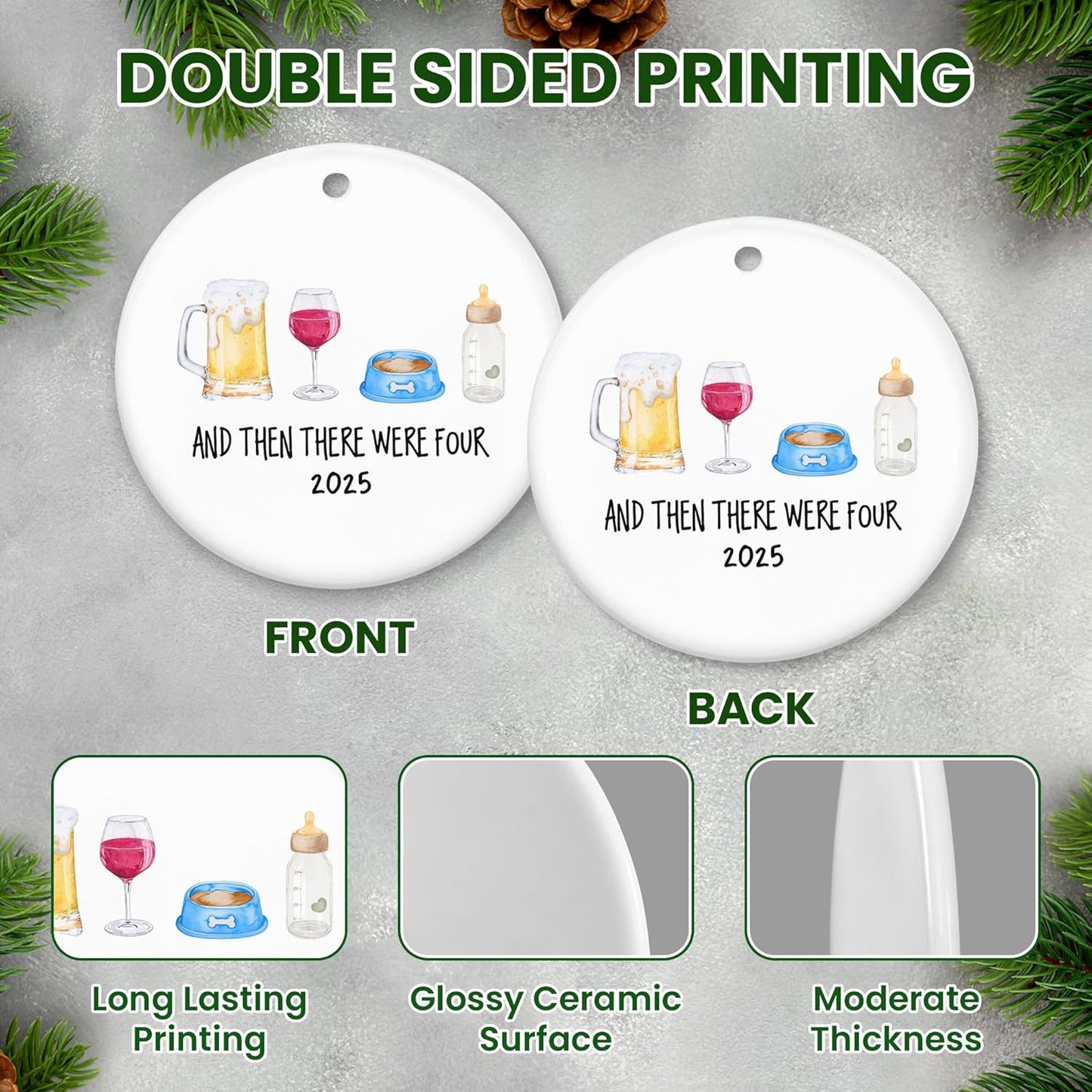 OASSIE New Mom Gifts for Women - Ceramic Christmas Ornaments 2025 - New Baby Gift Ideas, New Parents Gifts for Couples Dog Parents, Pregnancy Announcement, Baby Announcement Christmas Decorations