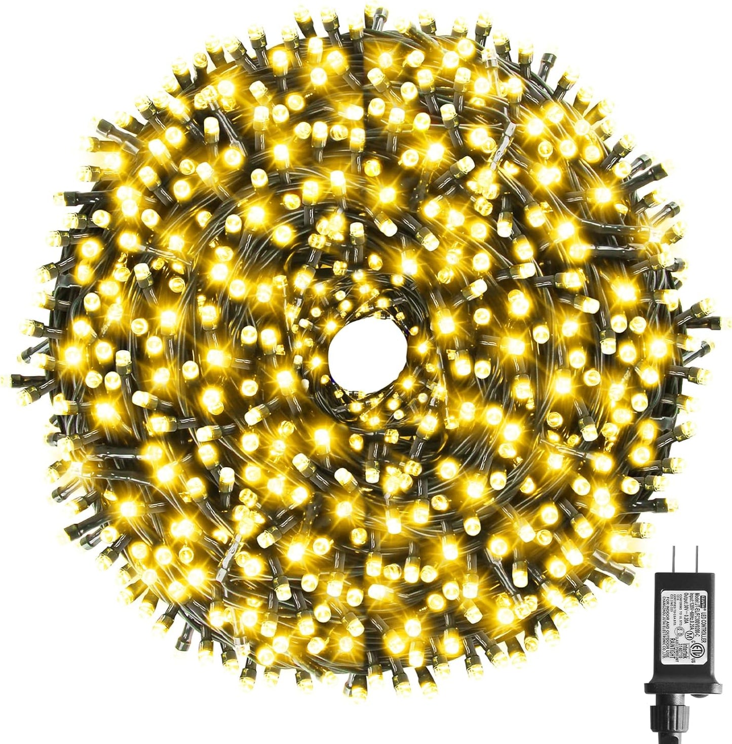 XTF2015 262FT 800 LED Christmas String Lights, Christmas Lights End to End Plug 8 Modes Memory Function with Timer, UL Certified Outdoor Indoor Fairy Light Christma s Tree, Patio, Party (Warm White)