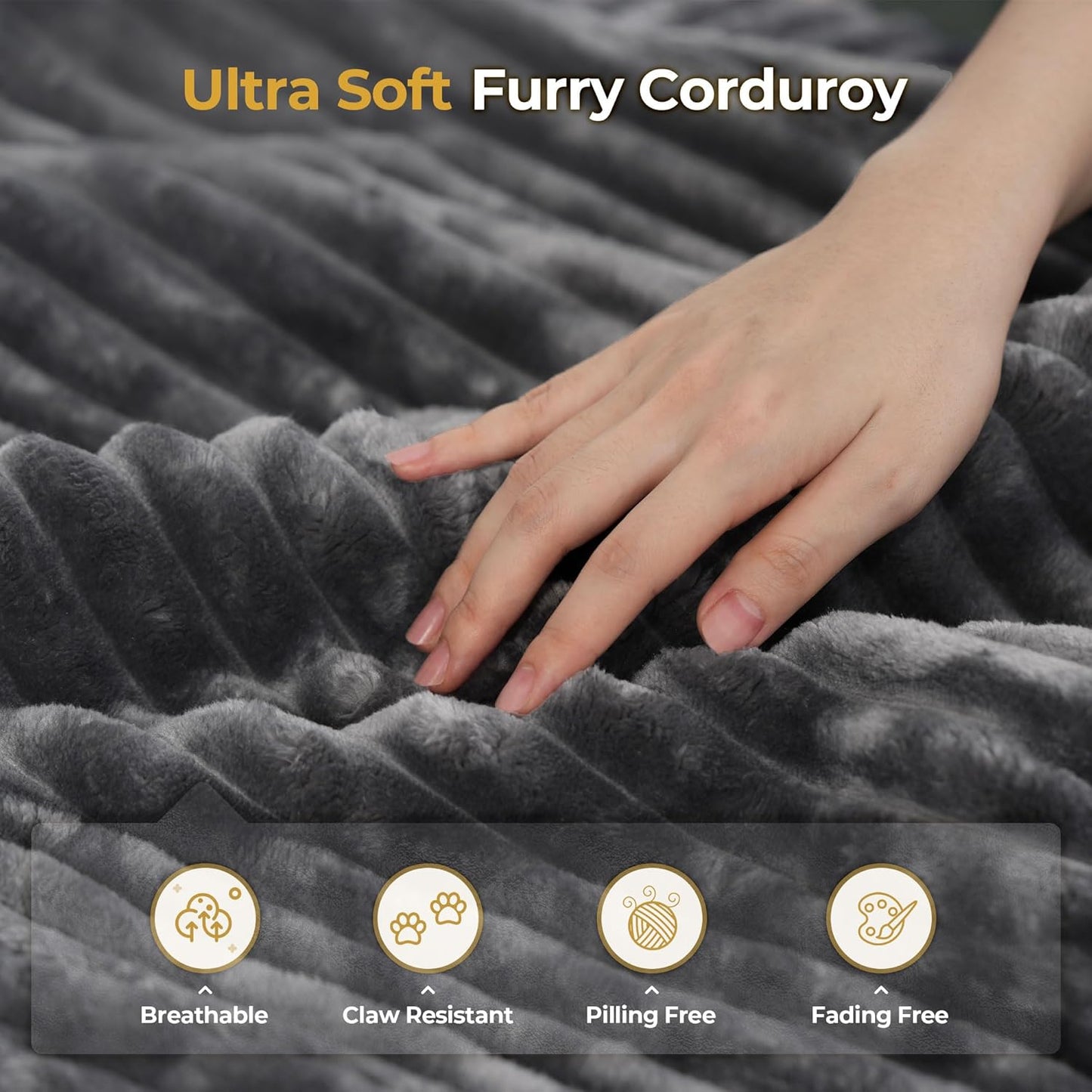 HOOOWOOO Modular Sectional Sofa,5 Pieces Sectional Couches for Living Room,98X98 L Shaped Cloud Couch Set(Grey Velvet Corduroy)