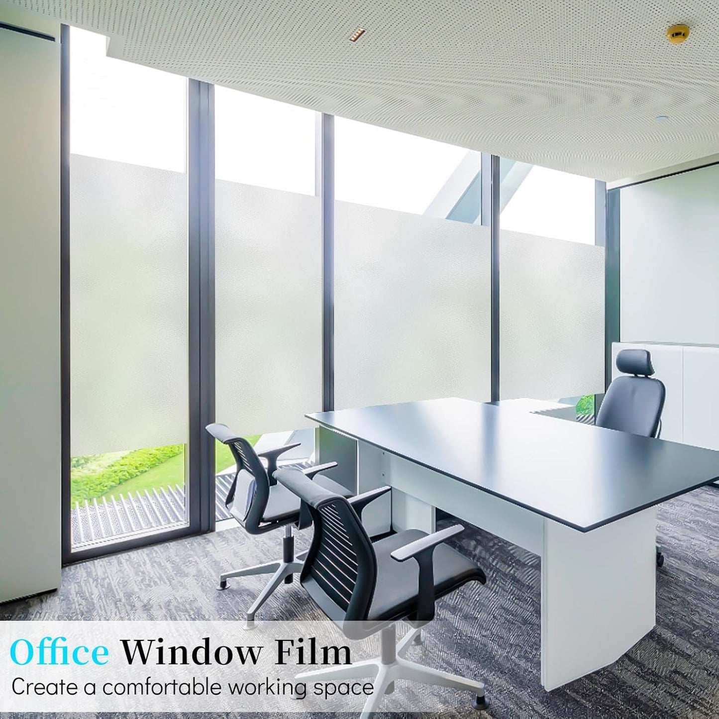 Niviy Frosted Glass Window Privacy Film with Free Installation Tools Static Cling Bathroom Window Frosting Film Day and Night Windows Cling Home Glass Door Cover, 17.5 inch x 78.7 inch