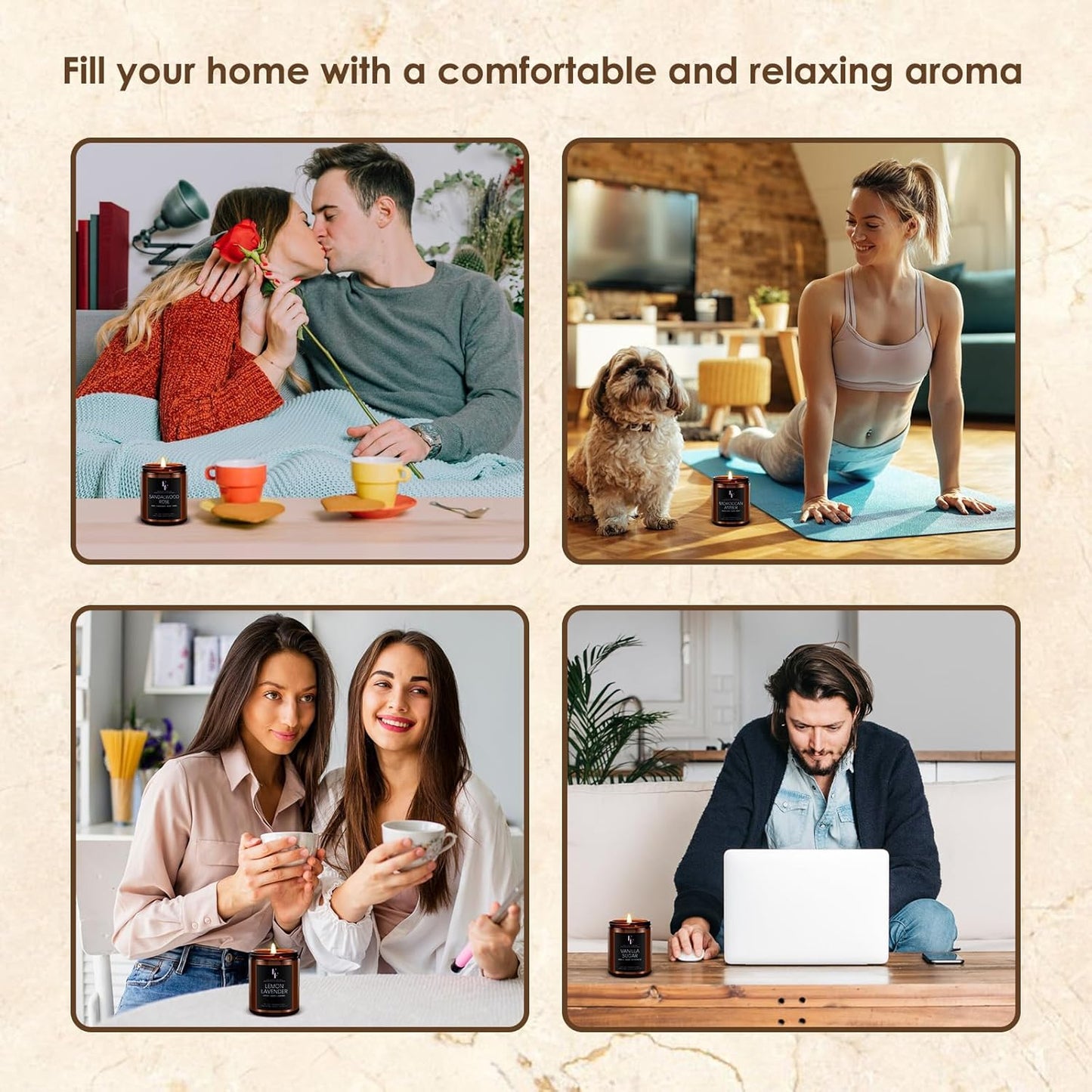 Vanilla Sugar Scented Candles for Home, Soy Wax Candle Aromatherapy Candles Gift for Women Men, 7oz