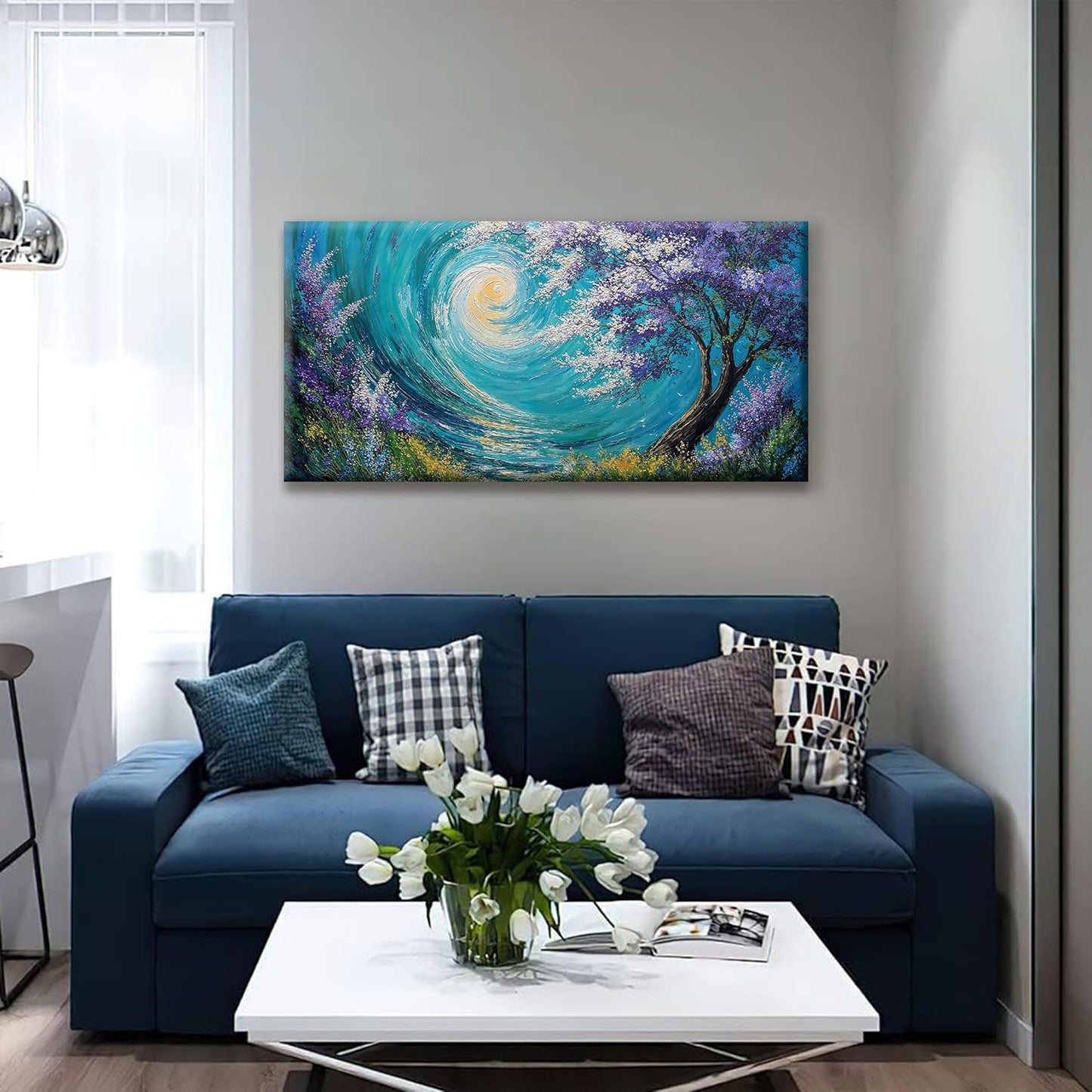 Suconvng Abstract Tree Wall Art Print Painting Canvas Art Wall Decor 20 X 40 Inch Decorations Purple Tree Abstract Art Picture For Bedroom Kitchen Office Home Wall Decor