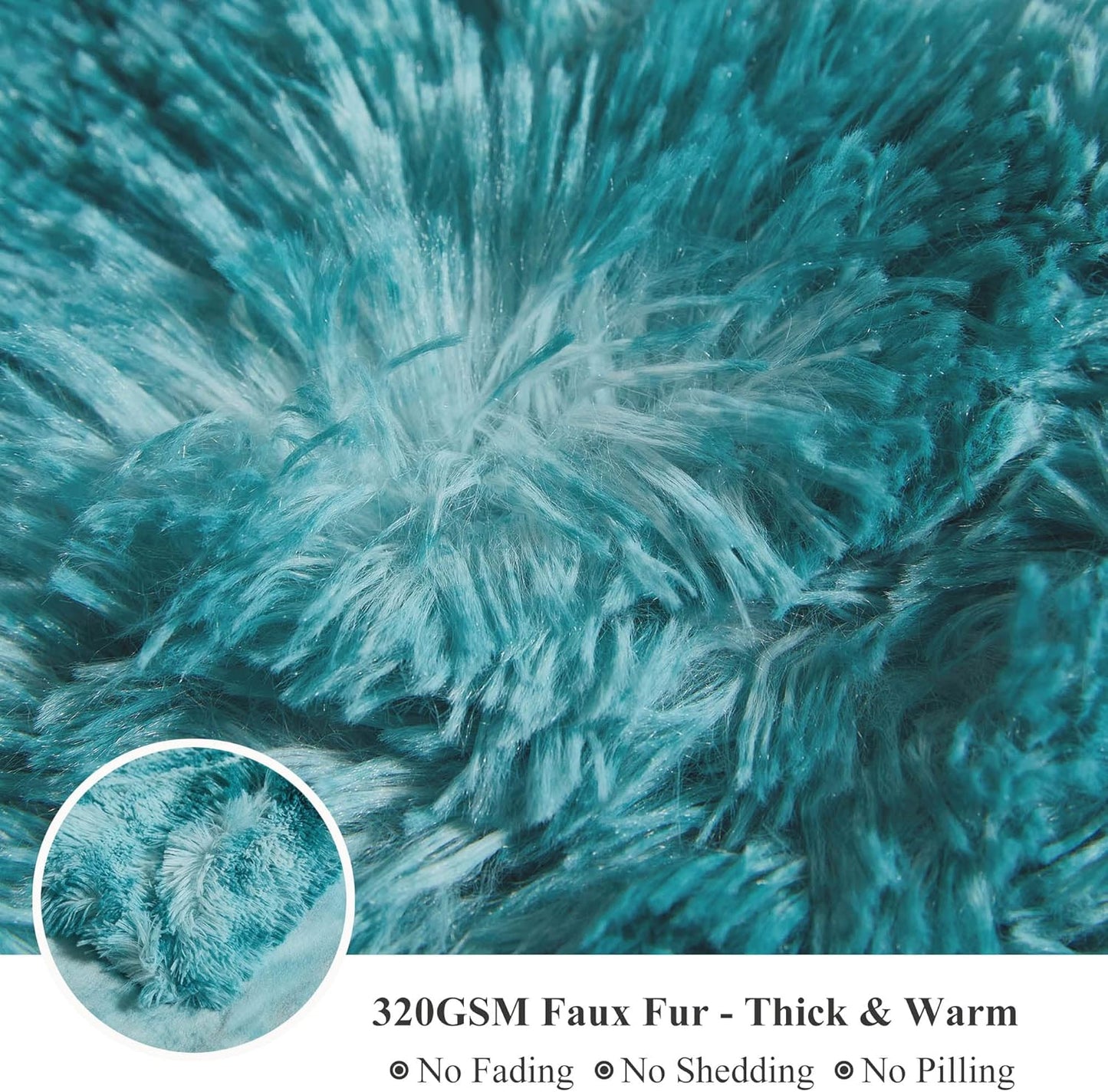 XeGe Tie Dye Plush Faux Fur Throw, Teal Soft 50x60 Shaggy Furry Blanket, Turquoise Fluffy Velvet Couch Throw, Comfy Ombre Fuzzy Lap Blanket for Bedroom Living Room Car Tie Dye Teal
