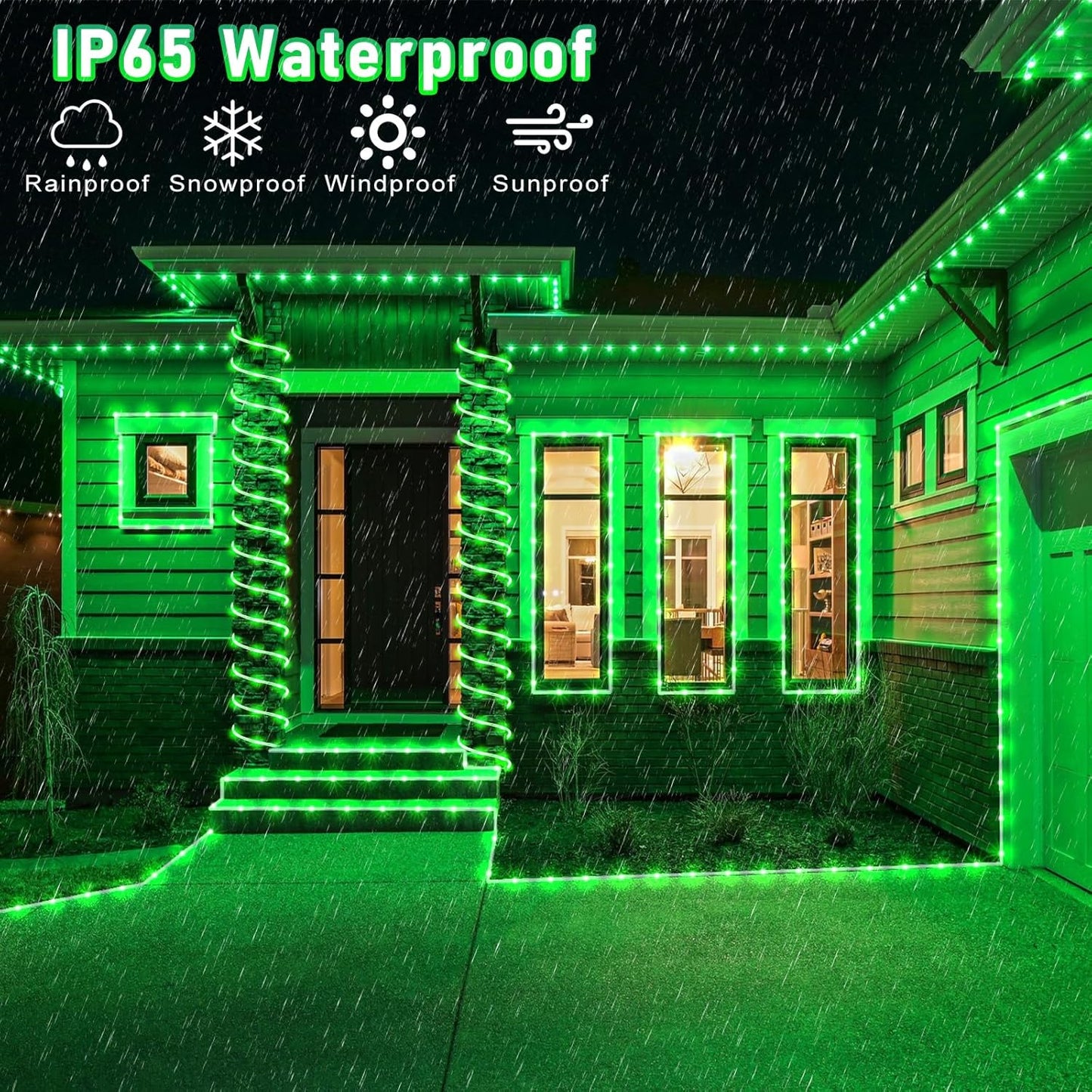 Rope Lights for Outside, 164FT 500 LED String Lights Outdoor Waterproof, 8 Modes Plug in Clear Tube Lights for Indoor Bedroom Garden Patio Tree Party Holiday Decorations, Green