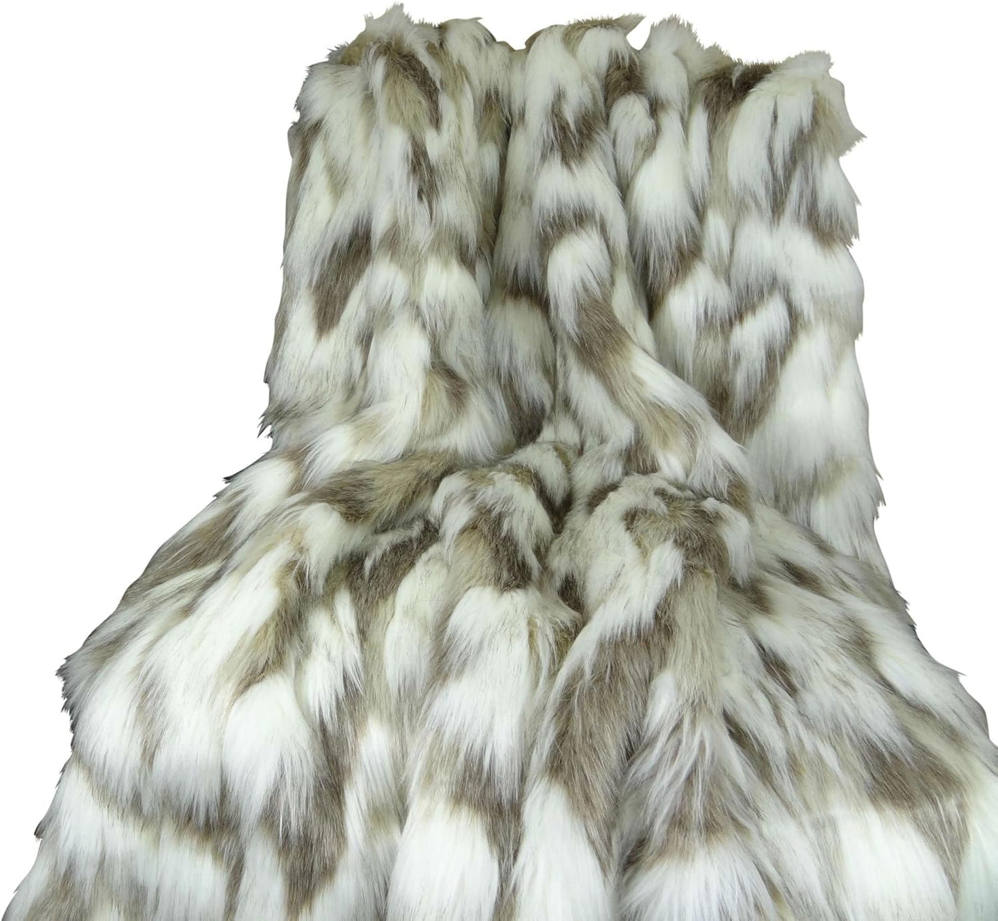 Ivory Faux Fur Throw Blanket & Bedspread - Tibet Fox Fur - Ivory Beige Luxury Faux Fur - Throw Blanket - Luxury Soft Faux Fur, Made in US, 16445