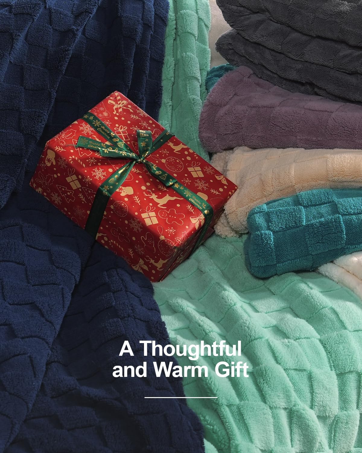 Pawque Super Soft Cozy Throw Blanket Twin Size for Couch Bed, Fluffy Sherpa Fleece Reversible Thick Warm Fuzzy Blanket for All-Season, 3D Checkered Jacquard Decorative Blankets, Khaki, 60" x 80"