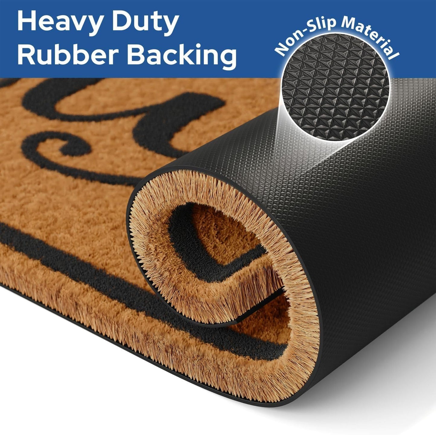 Barnyard Designs Natural Coco Coir Heavy Duty Backing Doormat - Large Cute Non-Slip Front Door Welcome Mat for Outside Entrance or Porch Entry, Brown (17x30, Home Sweet Home)