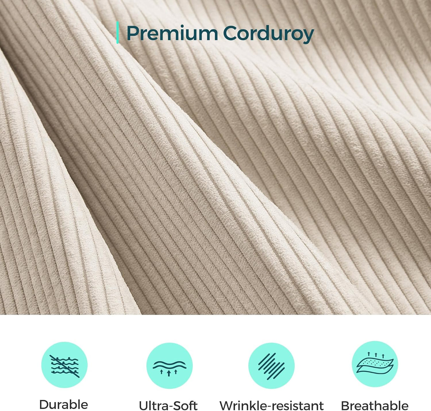 LINSY HOME Modular Sectional Sofa, 134" Boneless Couch U Shaped 4-Seat Sofa with 2 Movable Ottomans, Corduroy Sectional Cloud Couches for Living Room, No Assembly Required, Beige