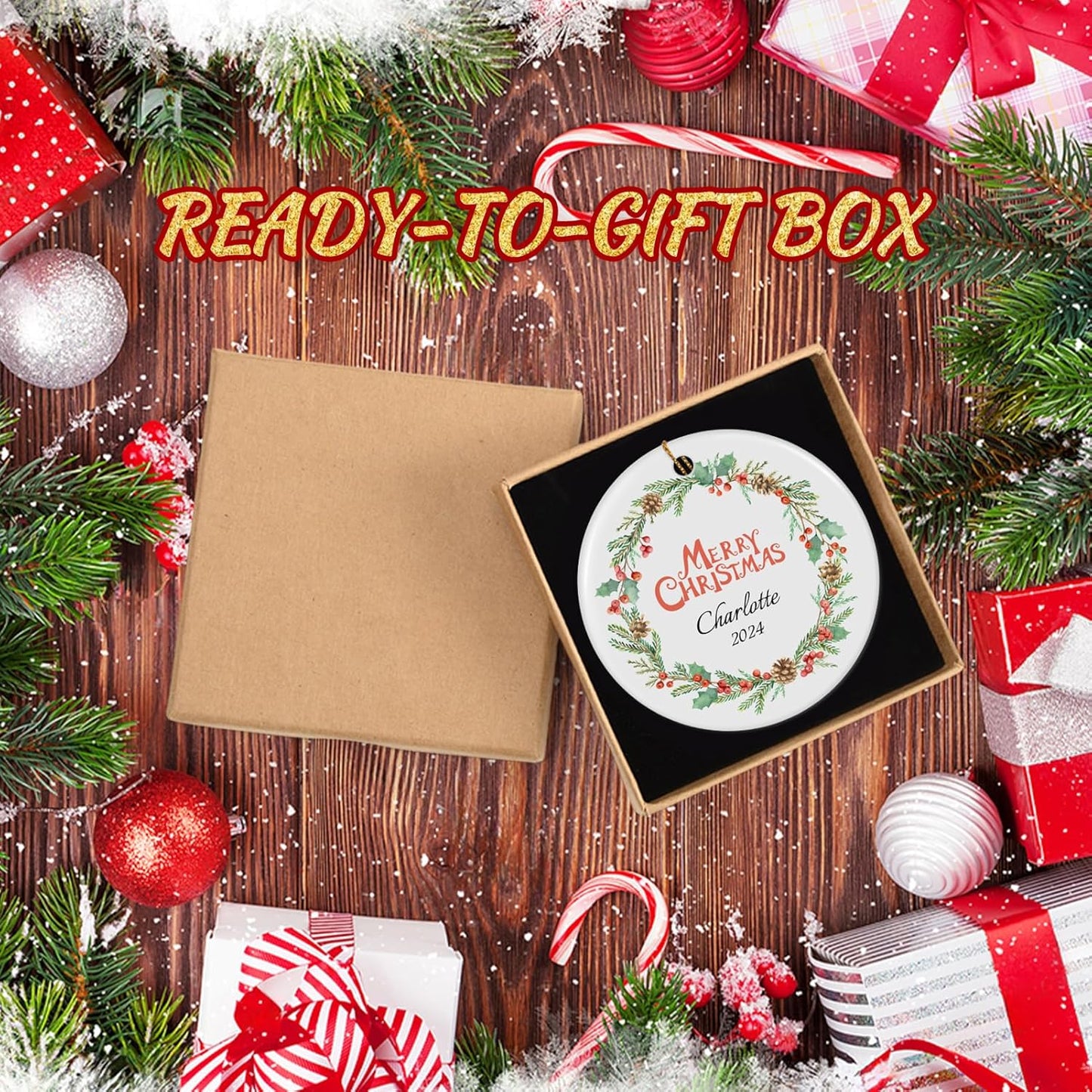 Personalized Christmas Ornaments 2025 Ceramic Custom Photo Picture Text Christmas Ornament Personalized Ornament Christmas Xmas Tree Decorations for Kids Couples Family Friends