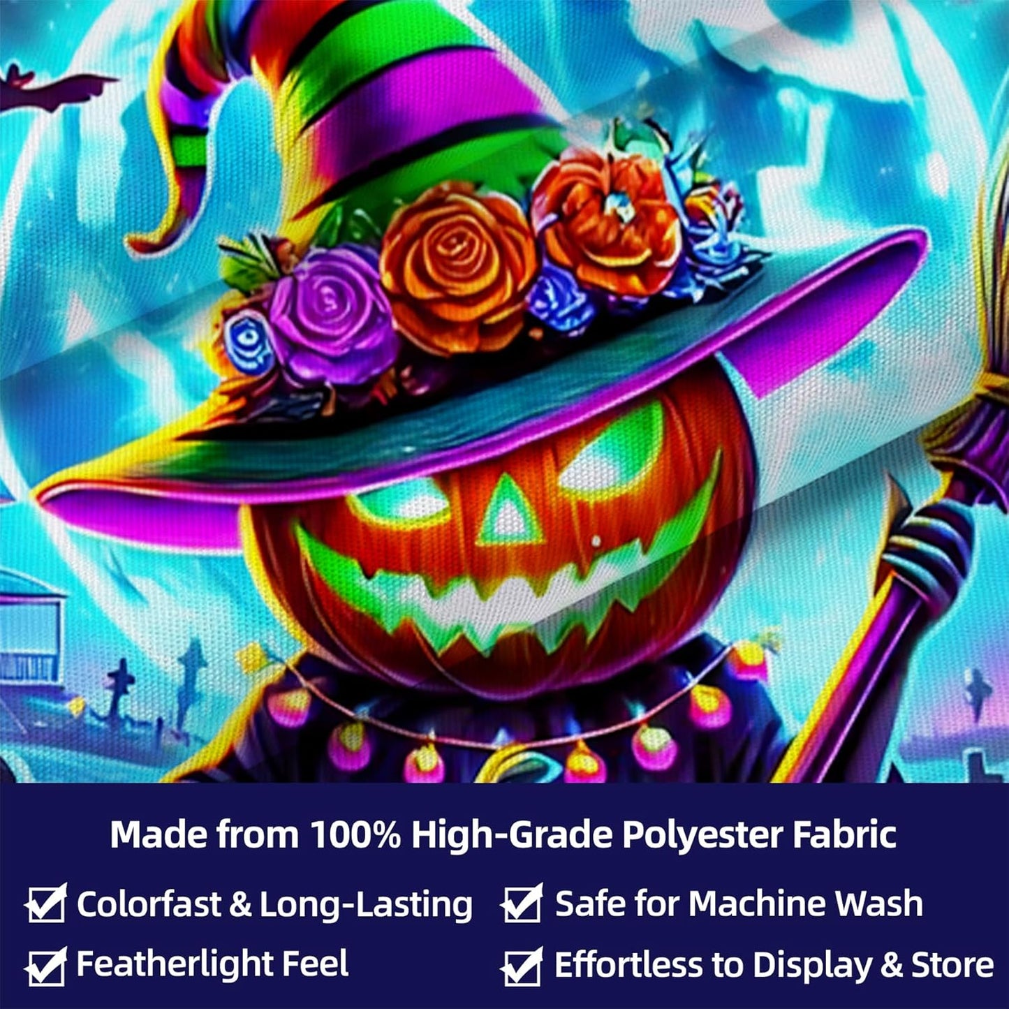 Halloween Tapestry, Blacklight Tapestry for Halloween Party Decor Hanging Tapestries Backdrop Wall Art Poster for Bedroom Dorm 90x70in