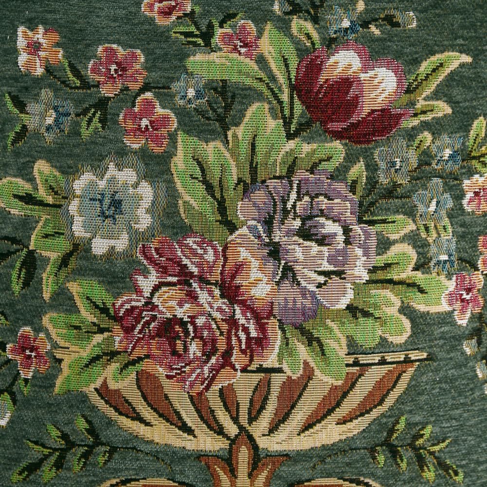 Set of 2 Spring Chenille Vintage Green Throw Pillows Covers 18x18in Sofa Couch Pillows for Living Room Floral Embroidered Cushion Cover for Bed Chairs Car