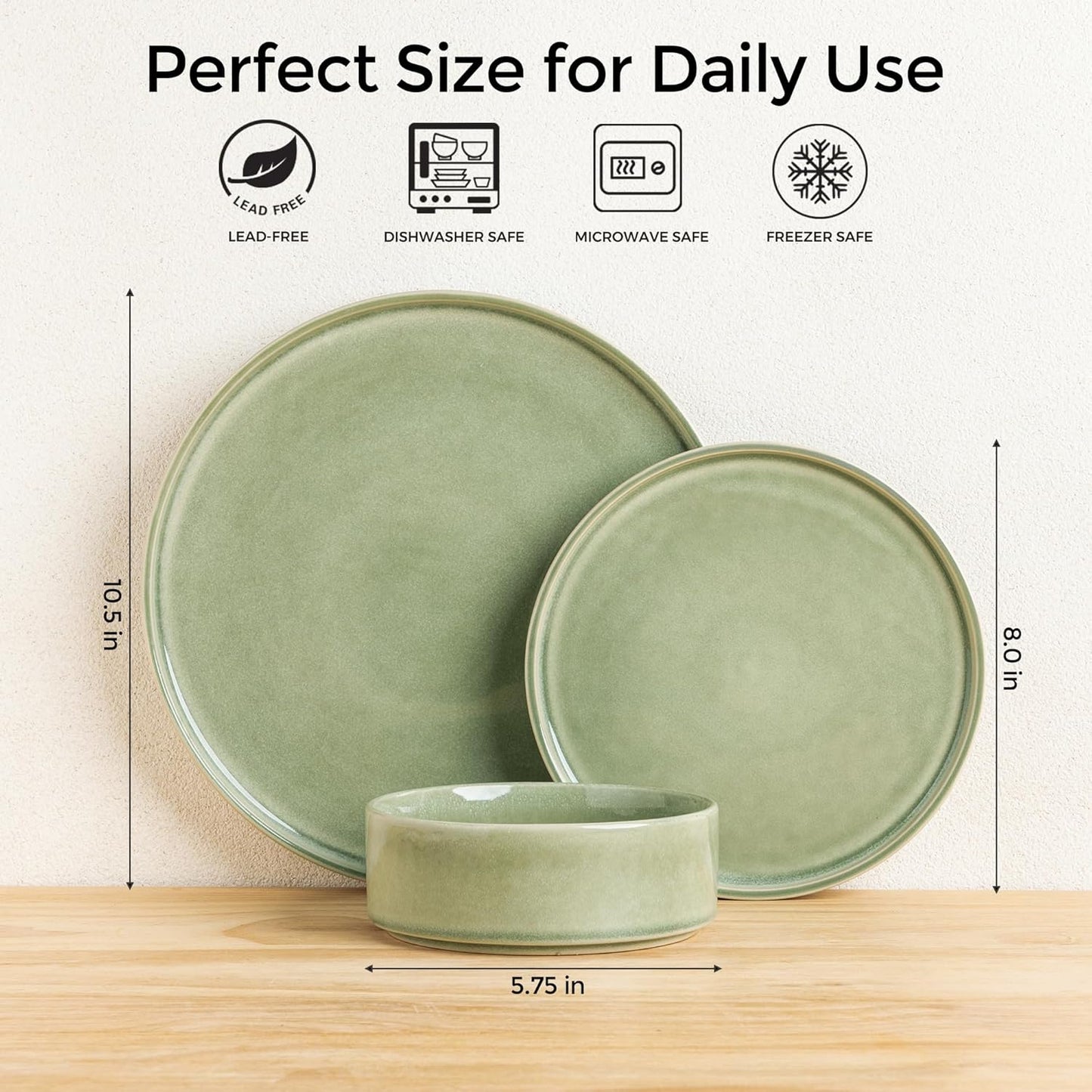 AmorArc Ceramic Dinnerware Sets, Handmade Reactive Glaze Stoneware Plates and Bowls Sets,Highly Chip and Crack Resistant | Dishwasher & Microwave Safe Dishes Set, Service for 6 (18pc)