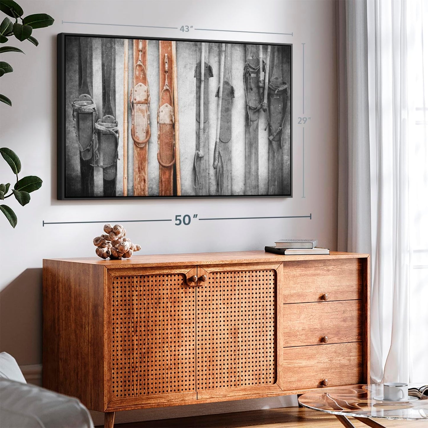 ElephantStock Ski Collection Wall Art - Horizontal Framed Canvas - 1-Piece Bathroom Wall Decor - Photography sports Canvas Print - Brown and Black Decor for Wall - 43" X 29"