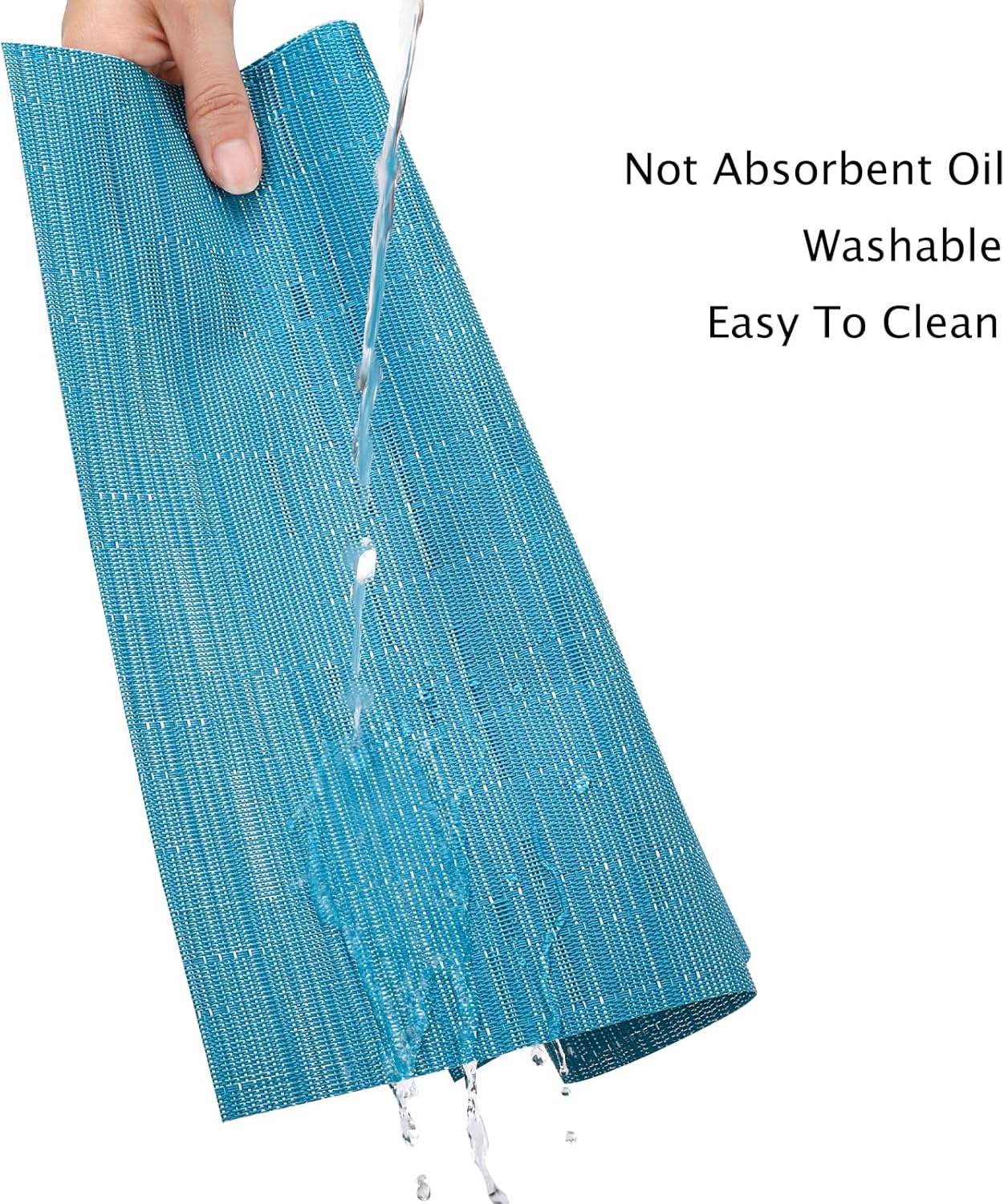 Myir JUN Placemats Set of 8, Vinyl Woven Placemats Place Mats Indoor Set of 8 Washable Table Mats Non-Slip Place mats for Dining Table (Blue, Set of 8)