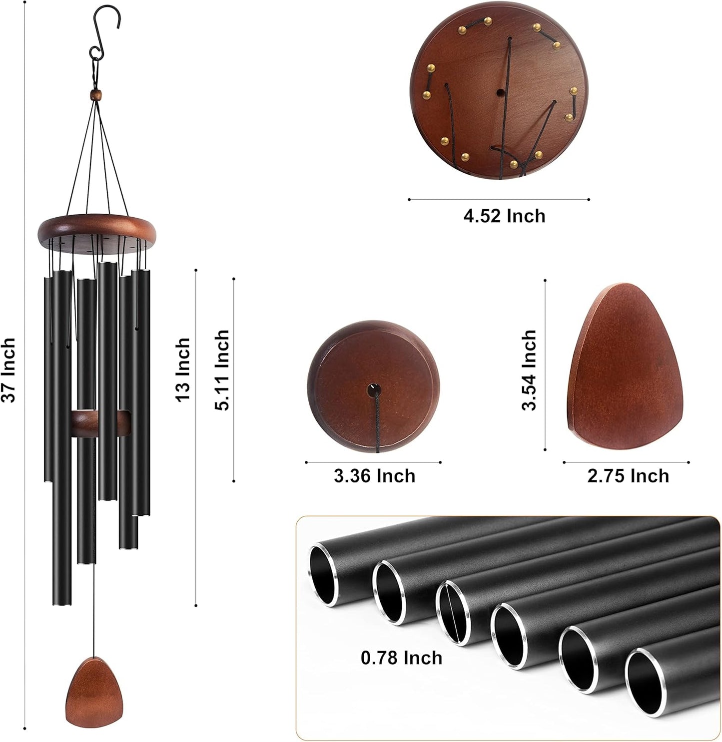 Wind Chimes for Outside, 37.5 inch Large Metal Wind Chimes Outdoor (2 Pack)