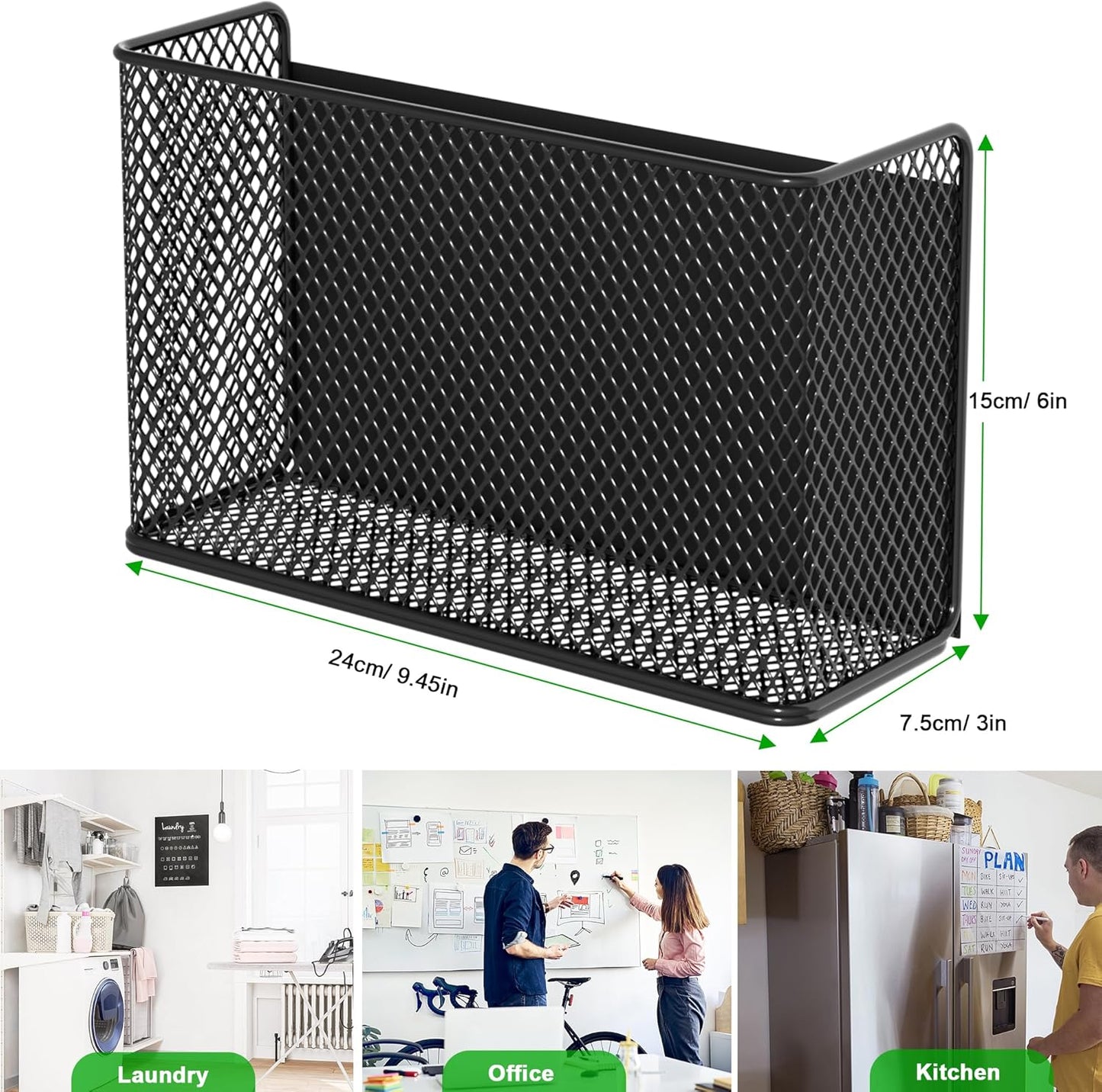 Magnetic Baskets Shelf Bins Organizer Holder Storage Rack Containers for Fridge, Whiteboard, Locker - Home Kitchen Laundry Office School