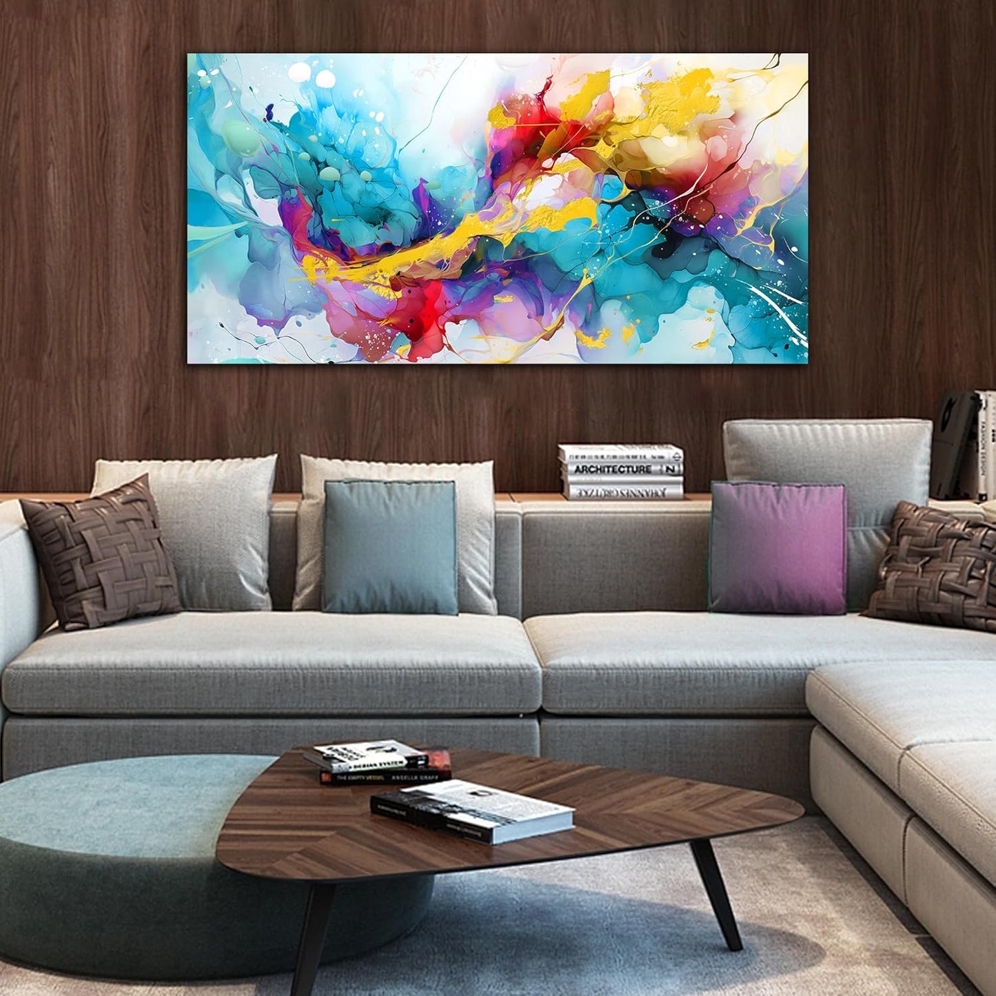 LAOTOART Abstract Canvas Wall-Art for Living Room - Colorful Wall Art Bedroom Office Artwork Wall Decor Ready to Hang Size 24" x 48"