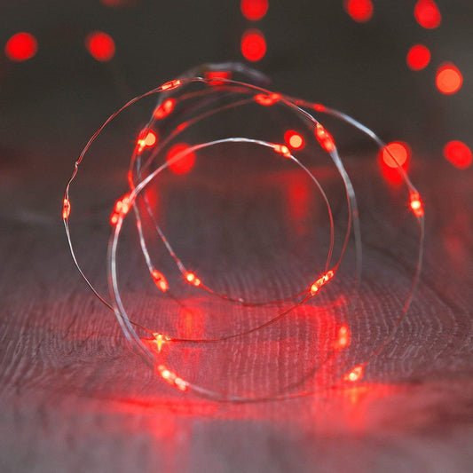 XINKAITE String Lights, 10FT/3M Red LED, Waterproof, Indoor/Outdoor, Battery Operated, 30 Super Bright Bulbs, Perfect for Holidays & Parties