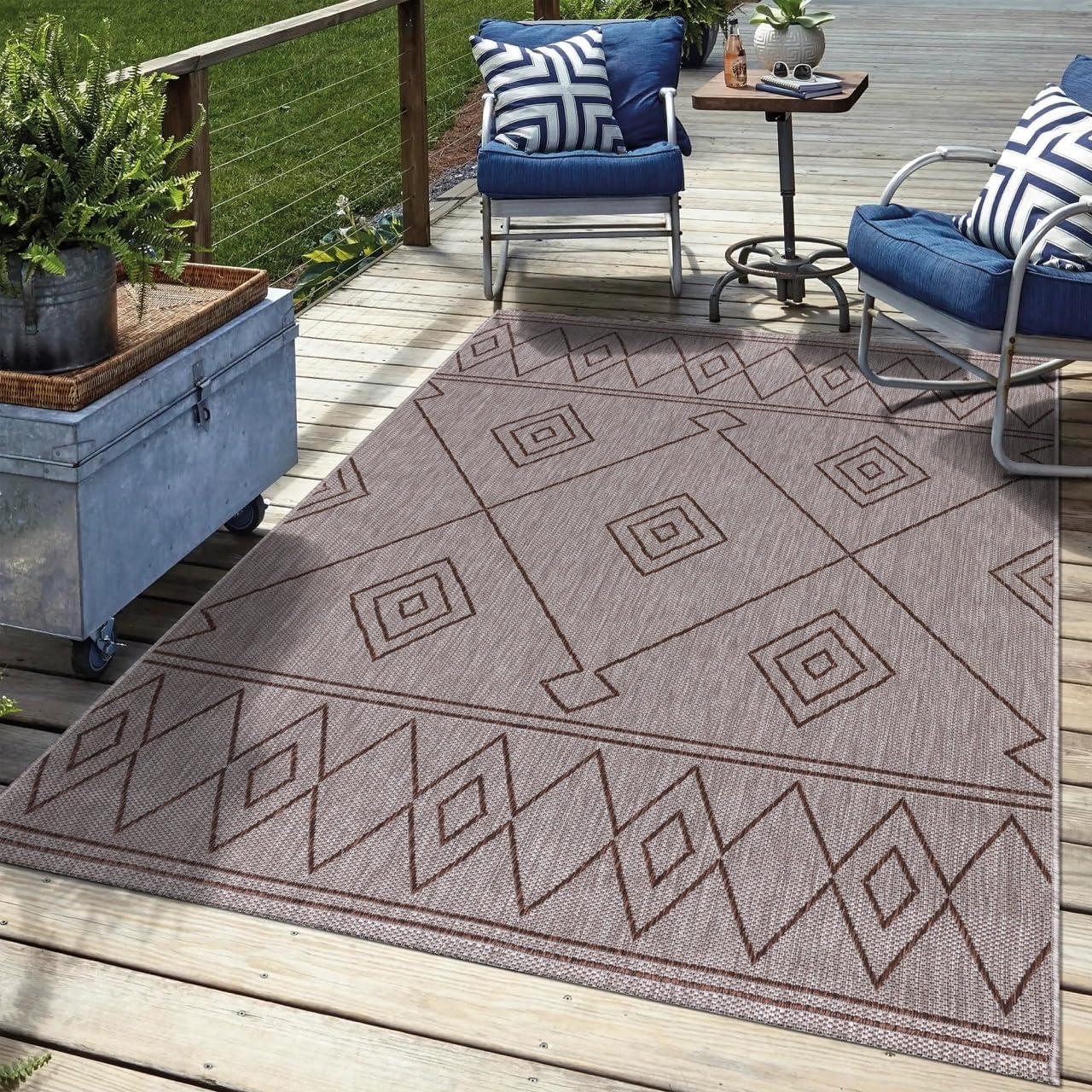 Keen Home Design Terrace Outdoor Area Rug - 10x14 Washable Indoor/Outdoor Rug for Patio, Kitchen, Balcony, Beach, Garden, Deck and Porch, Size: 10'x14'