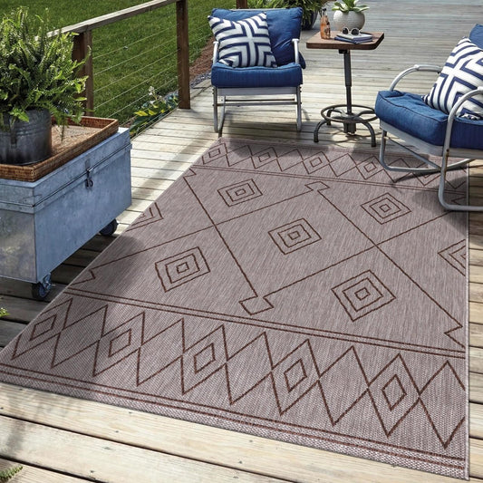 Keen Home Design Terrace Outdoor Area Rug - 5x8 Washable Indoor/Outdoor Rug for Patio, Kitchen, Balcony, Beach, Garden, Deck and Porch, Size: 5'3"x7'7"