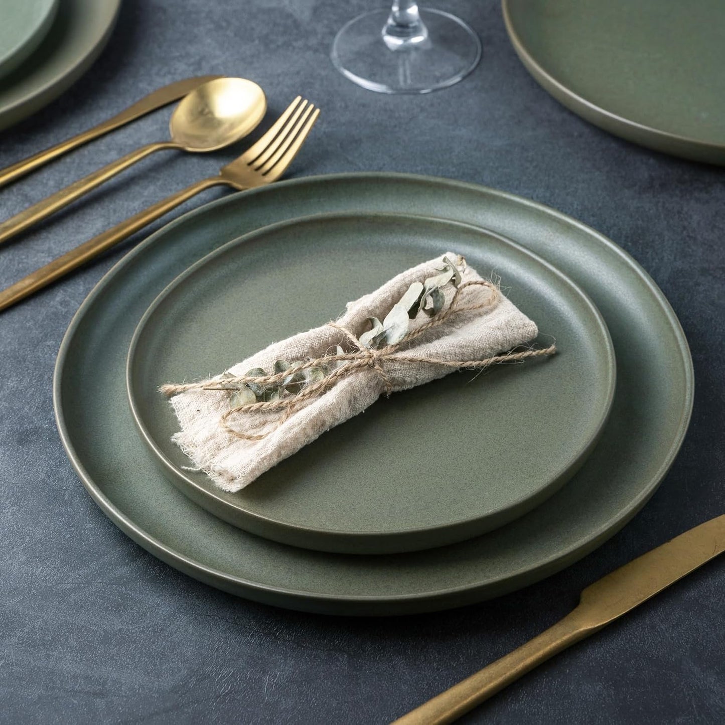 AmorArc Ceramic Dinnerware Sets, Wavy Rim Stoneware Plates and Bowls Sets, Highly Chip and Crack Resistant | Dishwasher & Microwave & Oven Safe Dishes set, Service for 6 (18pc)