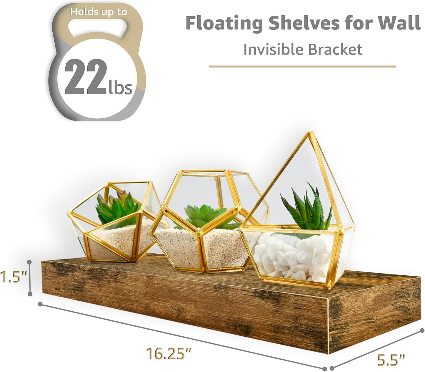 Sorbus Floating Shelves for Wall, Bathroom Shelves Wall Mounted for Kitchen, Bedroom, Living Room, Bathroom Storage, Over Toilet, Hanging Book Shelf for Ｗall Home Decor (Rustic Brown, 4 Pack)