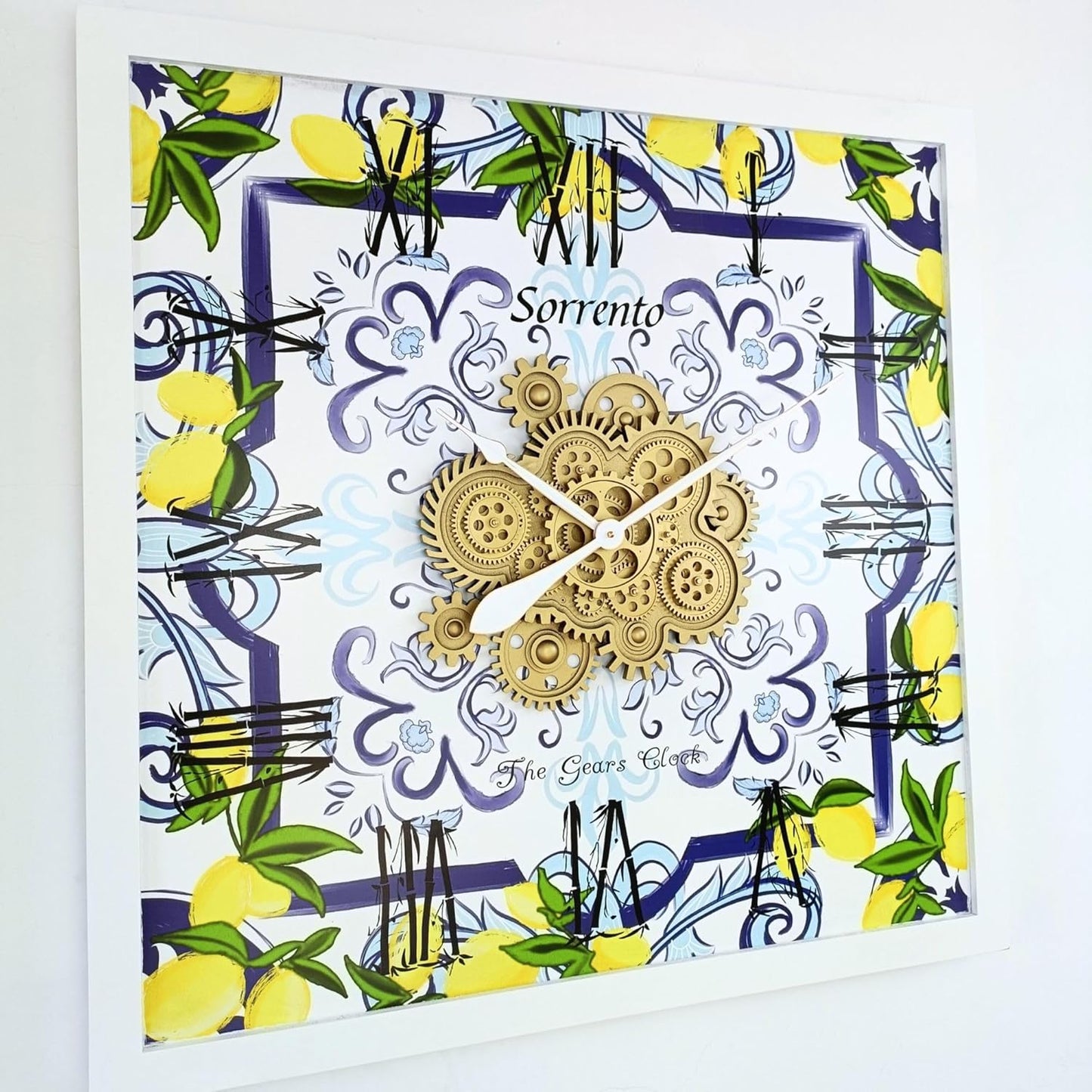 The Gears Clock Wall Clock Italy Collection with Moving Gears (Sorrento, 36 inch Square)