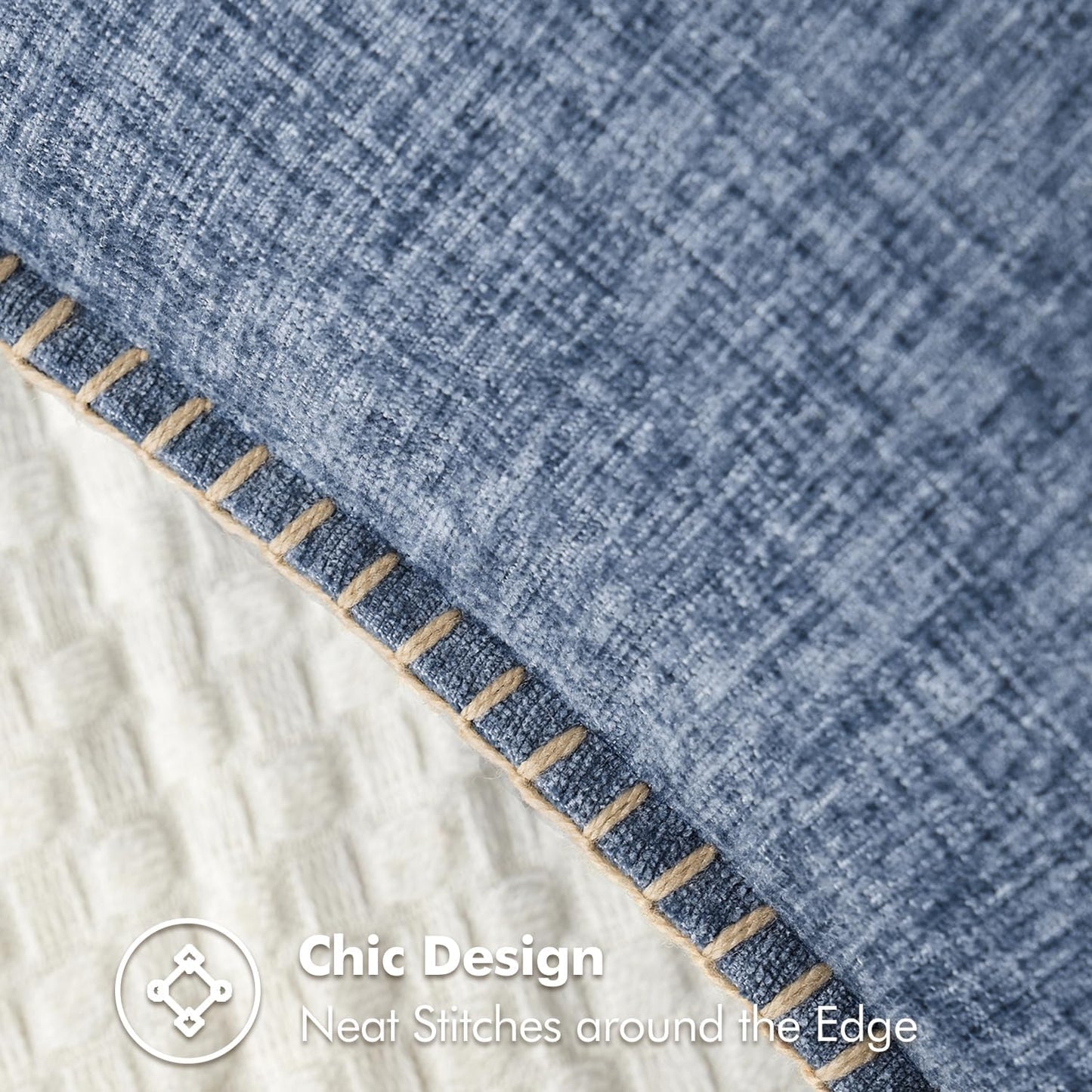 MIULEE Pack of 2 Couch Throw Pillow Covers 20x20 Inch Aqua Blue Farmhouse Decorative Pillow Covers with Stitched Edge Soft Polyester Solid Dyed Pillow Covers for Sofa Bed Living Room.