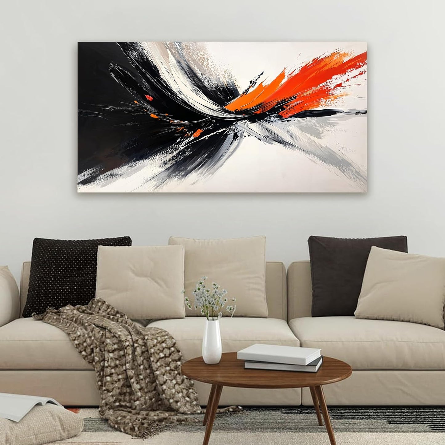 AIXMGSJS Canvas Abstract Wall Art Decor Modern Black and White Wall Art Prints Canvas Art Wall Decor Wall Art Pictures for Living Room Abstract Artwork for Walls Bedroom Office Decor 20" X 40"