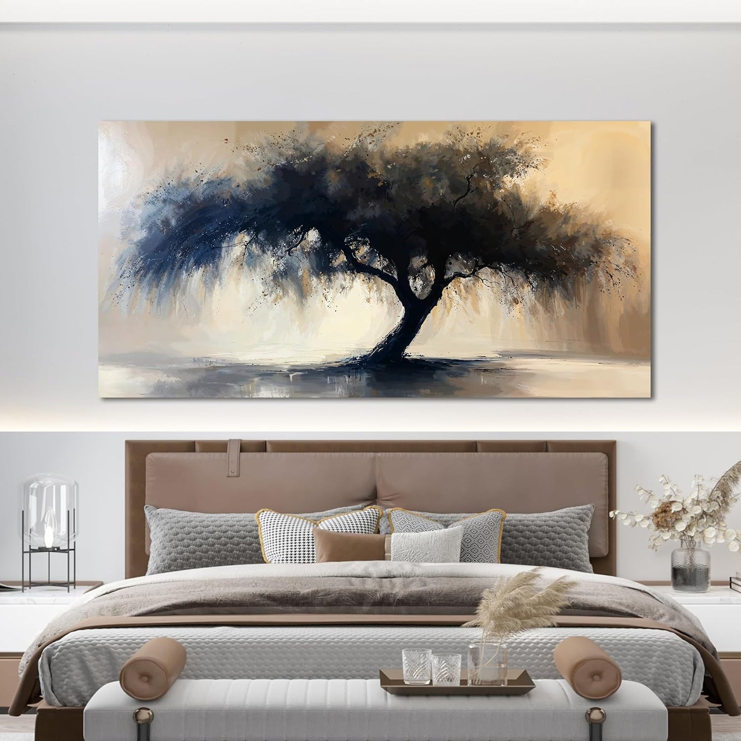 Canvas Wall Art Decor Large Modern Abstract Art Wall For Living Room Black Tree Of Life Wall Art Black Abstract Minimalist Wall Art Canvas Prints Art Work For Home Kitchen Office Wall Decor 29" X 58"