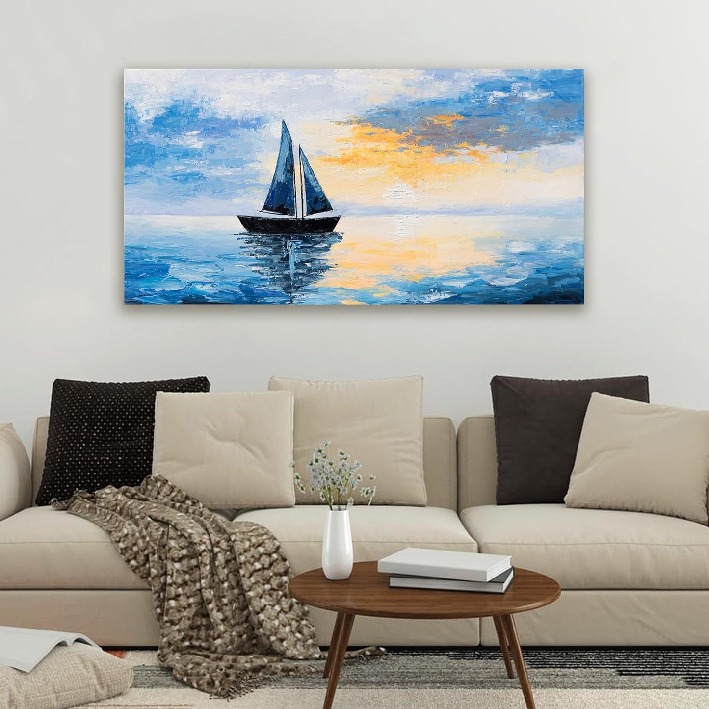 Canvas Wall Art Decor Modern Wall Art Pictures for Living Room Blue Coastal Wall Art Prints Artwork for Walls Landscape Natural Wall Art Decor Art Work for Home Office Room Wall Decor 20" x 40"