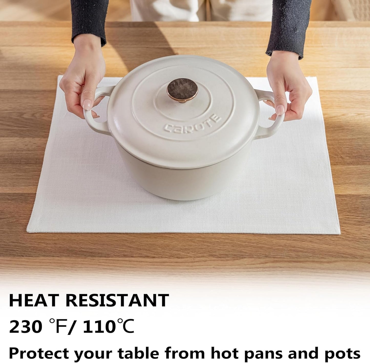 Demetex White Placemats Set of 4 Heat Resistant Cloth Place Mats Linen Dining Table Mats for Wedding Party Decor, Pure White