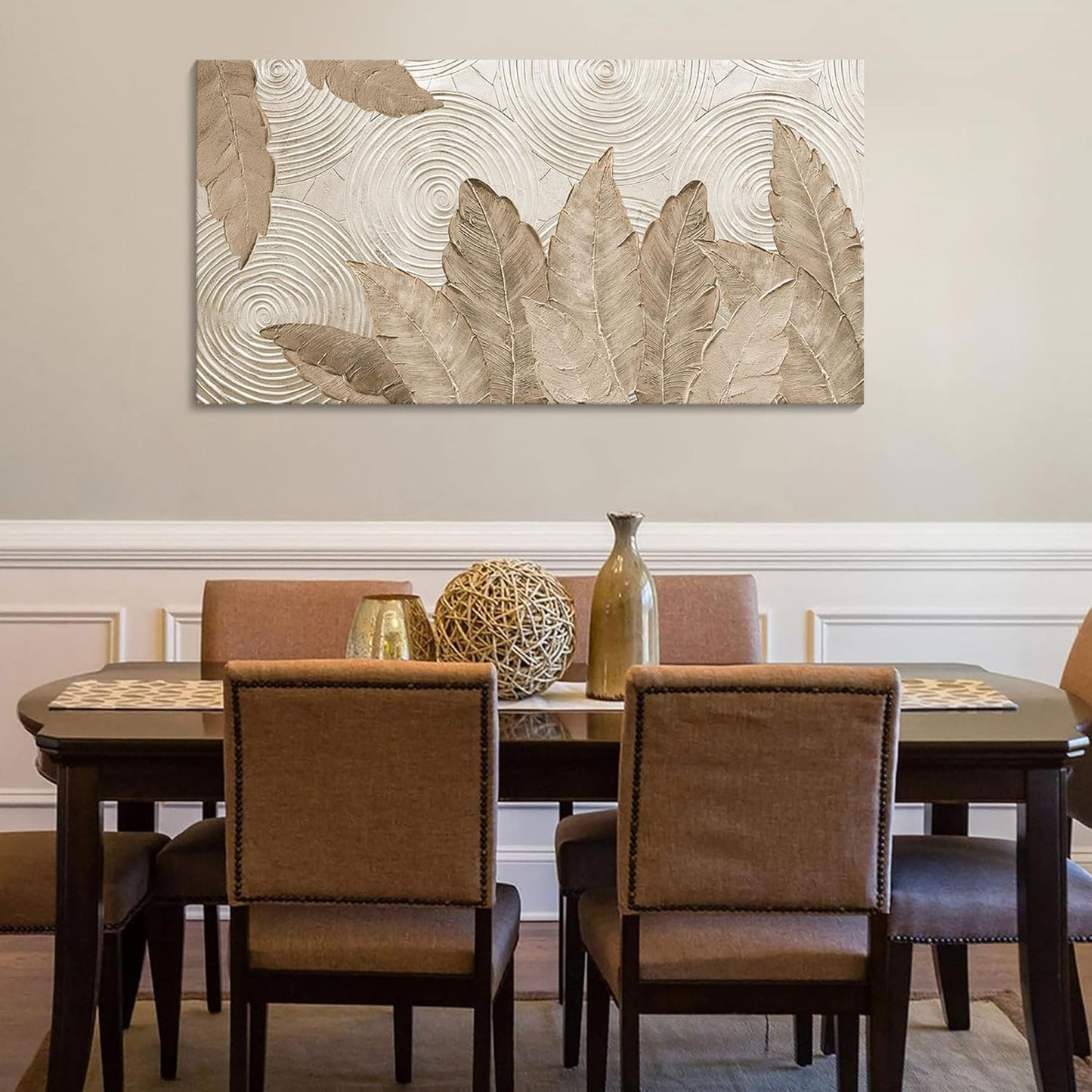 Minimalist & Modern Art for Bedroom Decor Framed Abstract Artwork for Walls Neutral & Contemporary Beige Wall art - Artwork for Living Room and Boho Style Large Abstract Wall Art 24×48IN