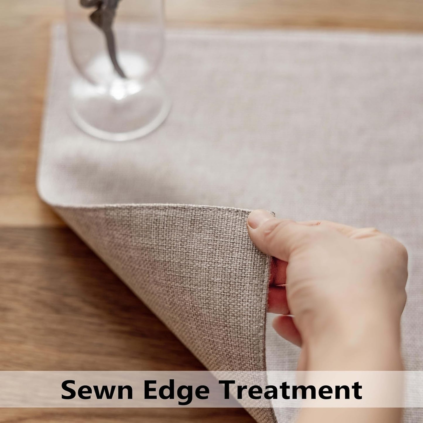 Demetex Placemats Set of 8 Grey Washable Fabric Place Mats Heat Resistant Linen Placemat for Indoor Kitchen Dining Room Tables, 13x19 inch, Light Grey