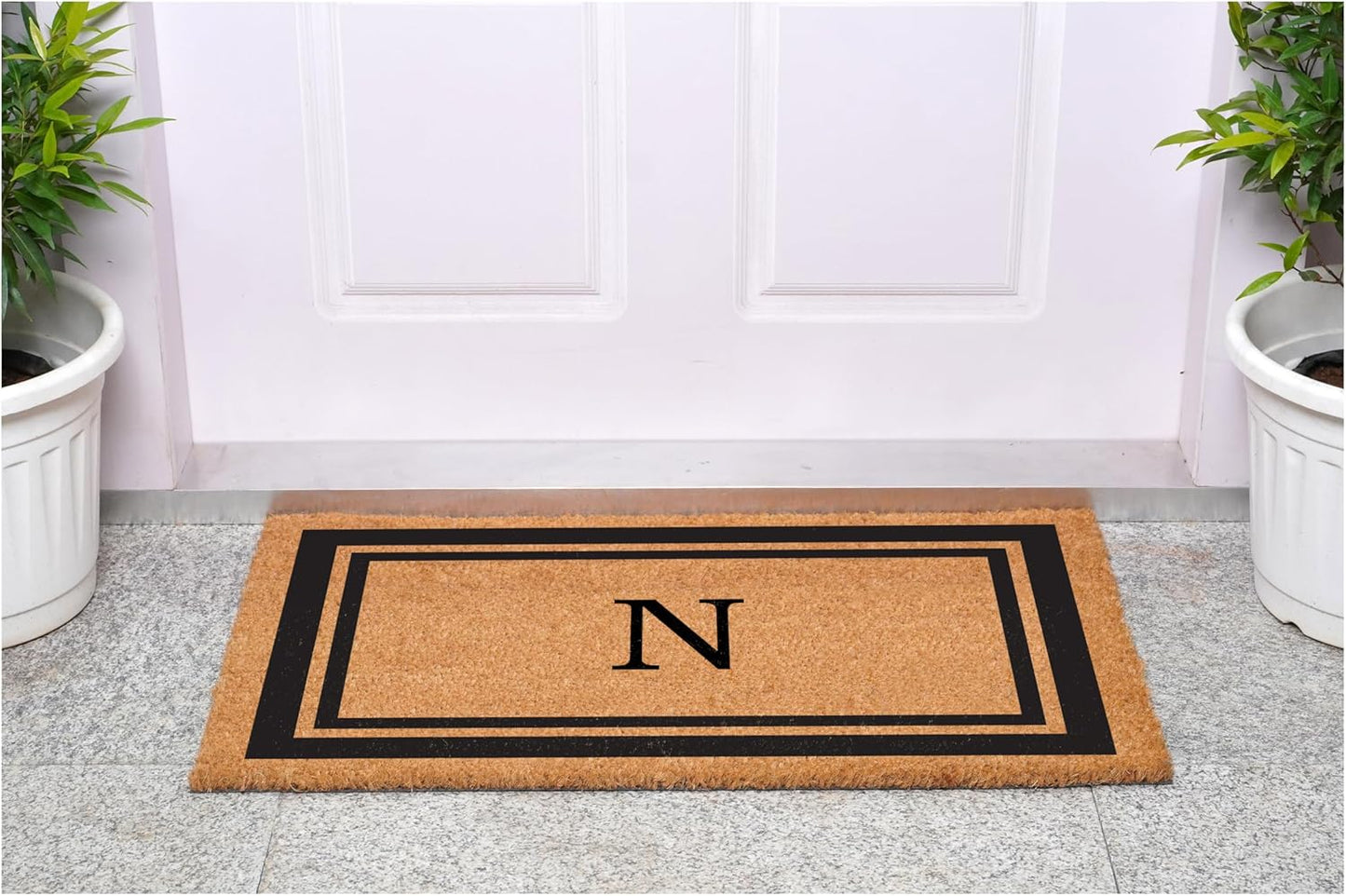 Calloway Mills 152962448 Black Border 24" x 48" Monogram Doormat (Letter N)
