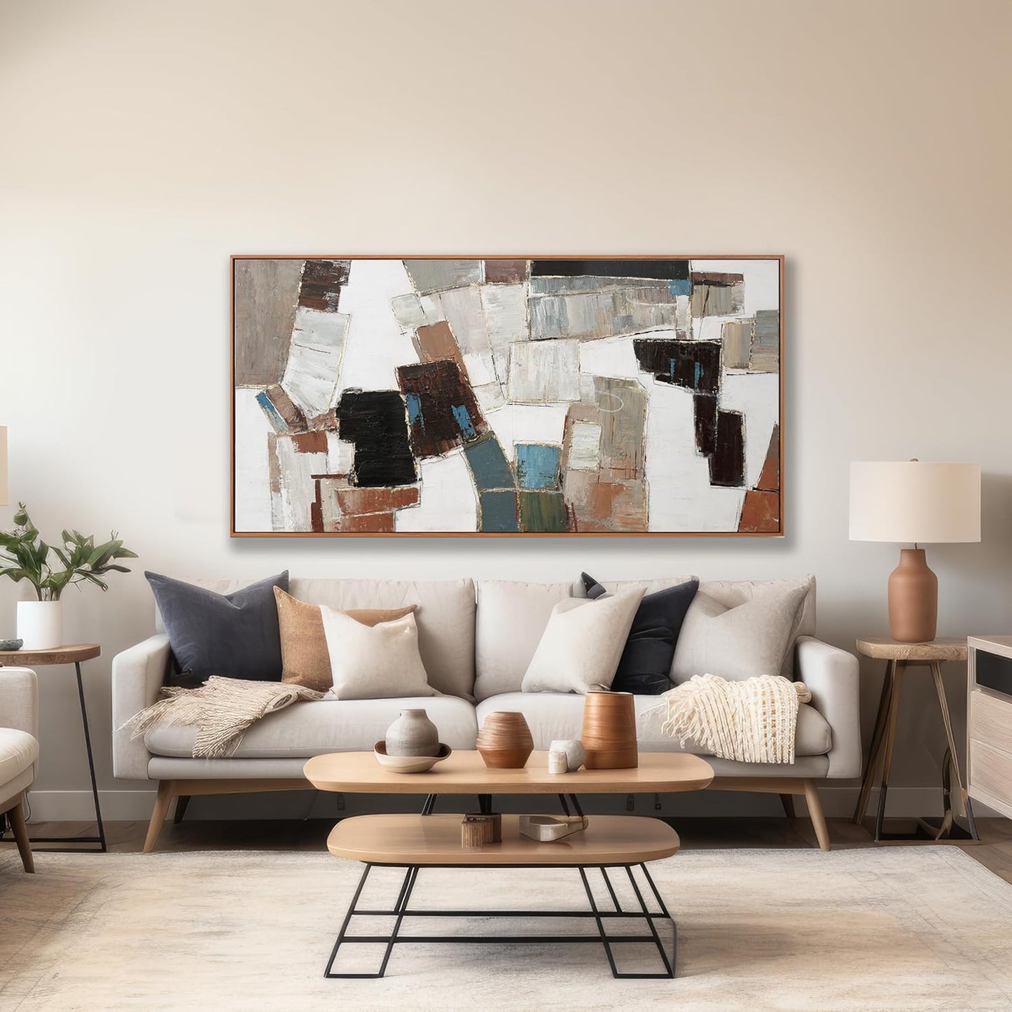 Canvas Wall Art Abstract Wall Decor Painting Minimalist Geometric Line Artwork With Framed For Bedroom Living Room Dining Room Home Office Abstract Modern Minimalism Wall Art 20"x40"