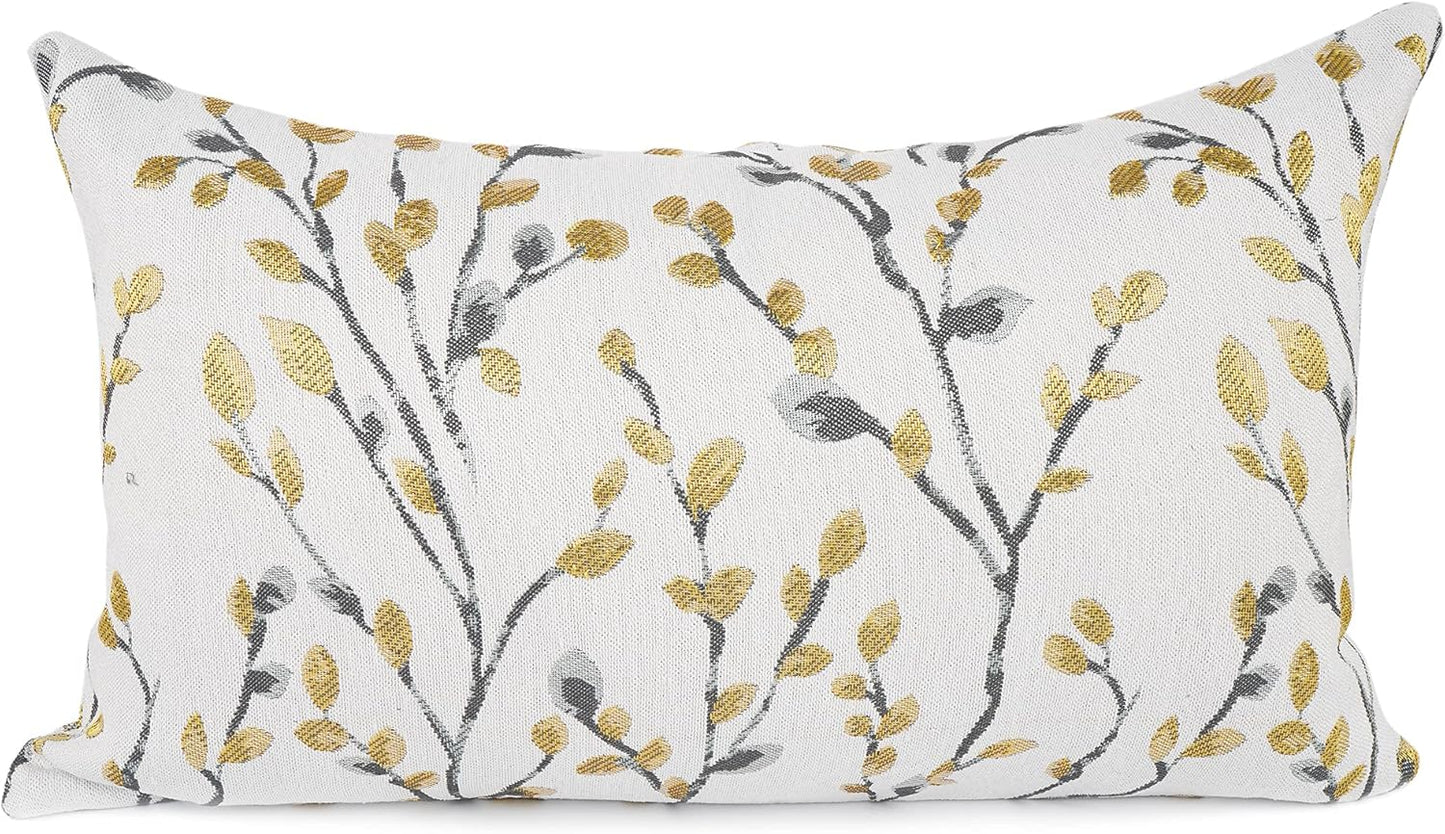 YOUR SMILE Classical Embroidery Jacquard Yellow/Gold Square Decorative Throw Pillow Case Cushion Cover,12x20 inch