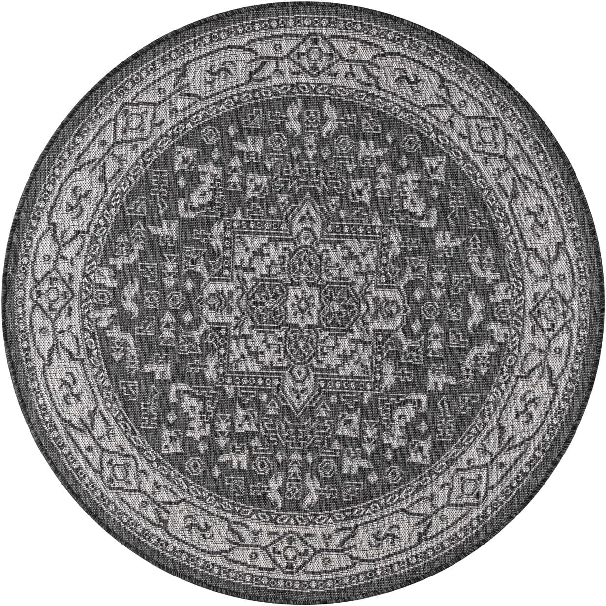 Keen Home Design Terrace Outdoor Round Rug - 8ft Round Washable Indoor/Outdoor Rug for Patio, Kitchen, Balcony, Beach, Garden, Deck and Porch, Size: 7'7" Round