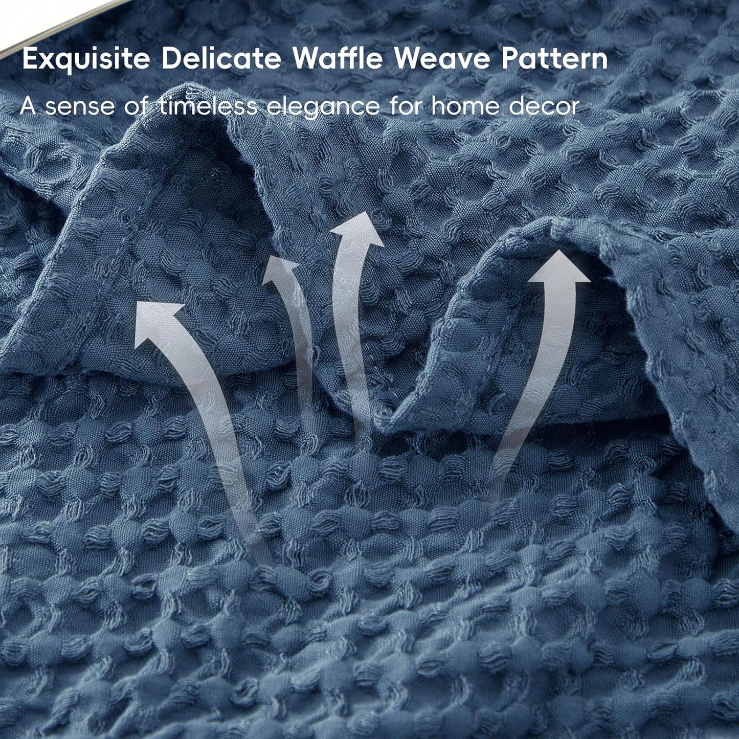 PHF Ultra Soft Waffle Weave Blanket Queen Size 90"x 90"- Washed Lightweight Breathablee Cozy Woven Blanket - Great for Couch Bed Sofa Home Car - Navy Blue