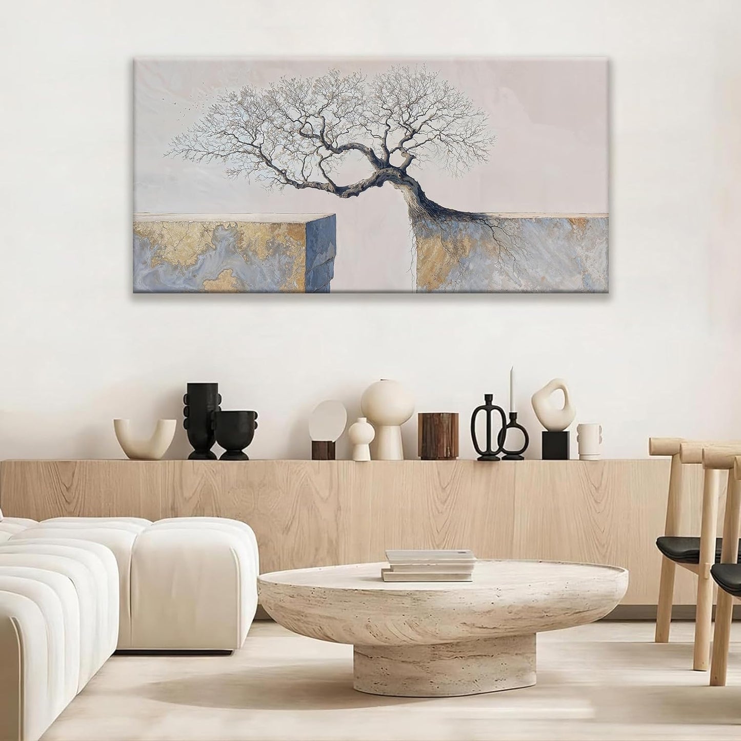 Suconvng Wall Art For Living Room Tree Of Life Landscape Motivational Wall Decor Painting Modern Canvas Art Wall Decor Prints Picture For Bedroom Apartment Office Wall Artwork 24" X 48"