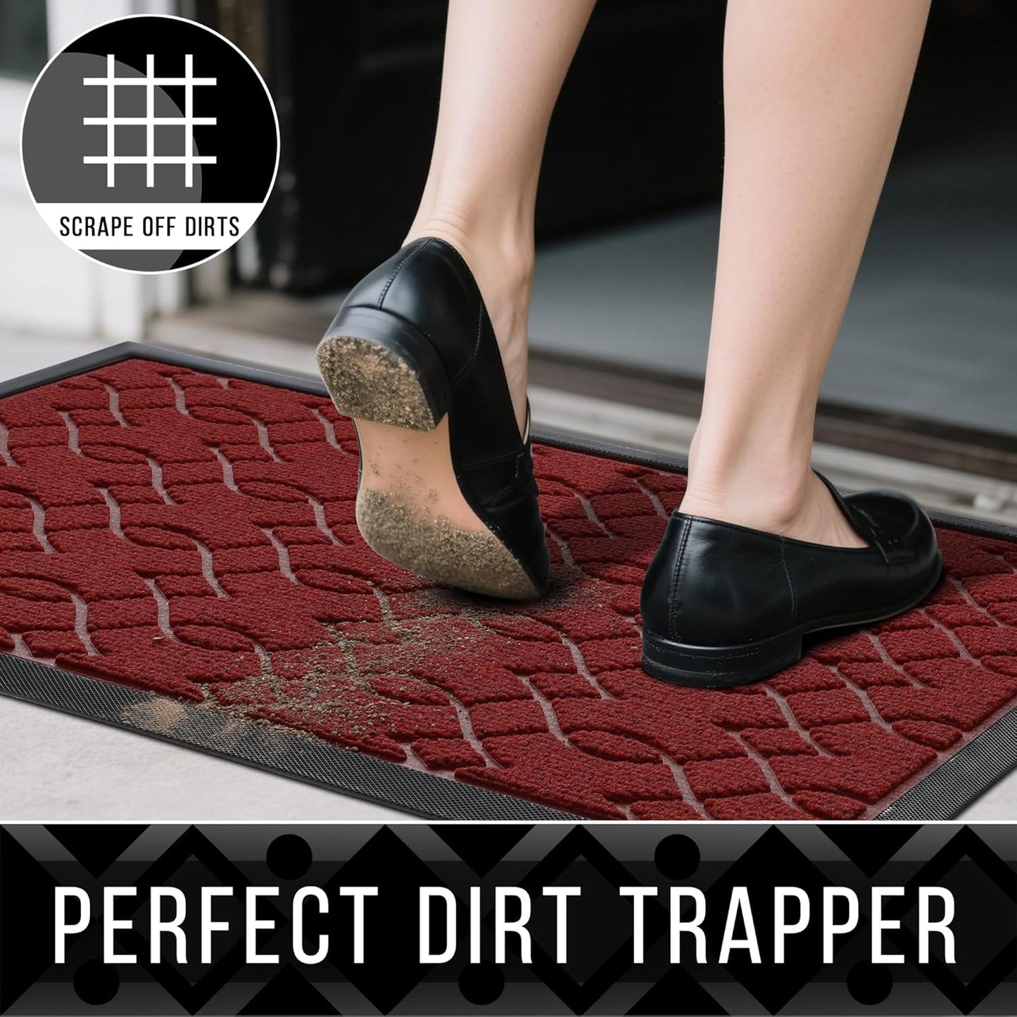 Yimobra Front Door Mat Outdoor Indoor 36x 24, All-Season, All-Weather, Heavy Duty Welcome Door Mats Outside Entrance, Non Slip Porch Patio Entrance Mat, Red