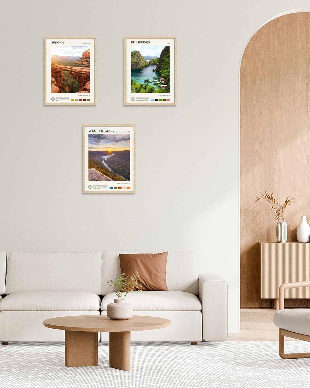 HesenDot Natural OAK Wood Framed Arizona Wall Art,12x16in Sedona's Red Rock Formations Quality Canvas Wall Print,Classic Urban Landmark Wall Decor for Living Room,Bedroom,Office Gallery Set of 1