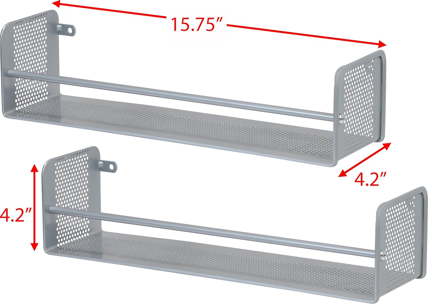 Simple Houseware Wall Mounted Spice Rack, Silver, Set of 2