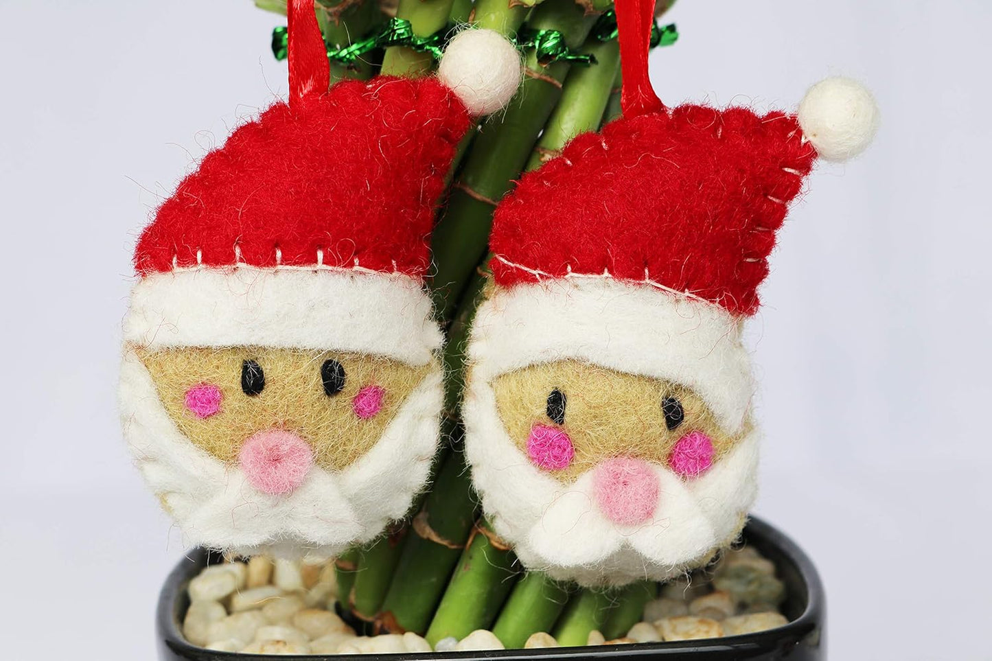 Christmas Ornaments 100% Pure New Zealand Wool Handmade Eco Friendly Christmas Decor Shower Nursery Decoration Fair Trade (4, Santa Claus)